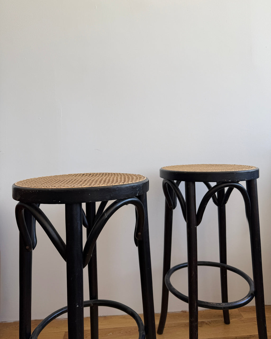 pair of thonet bentwood bar stools, 1970s