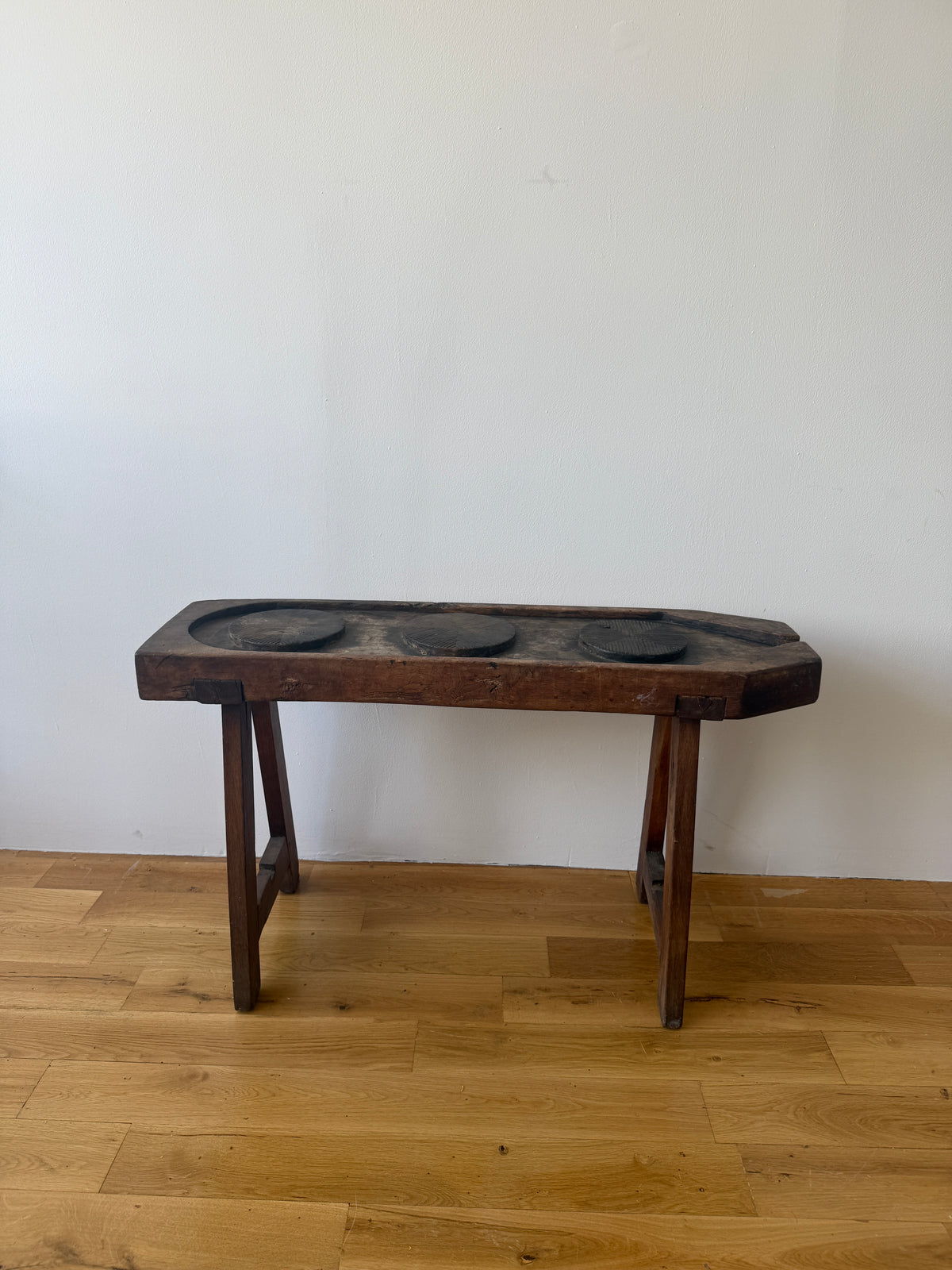 antique primitive low console table