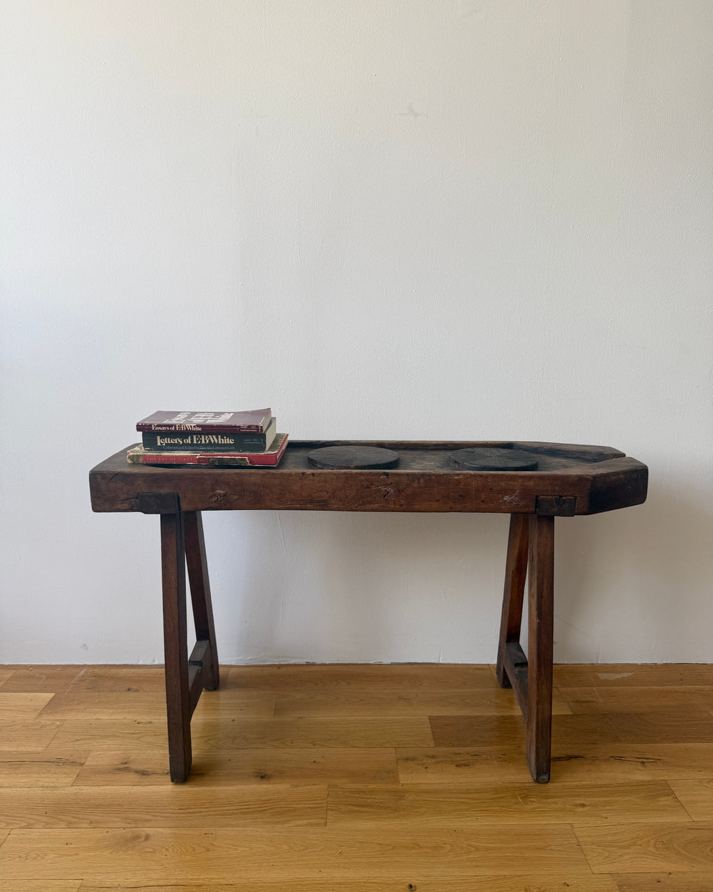 antique primitive low console table