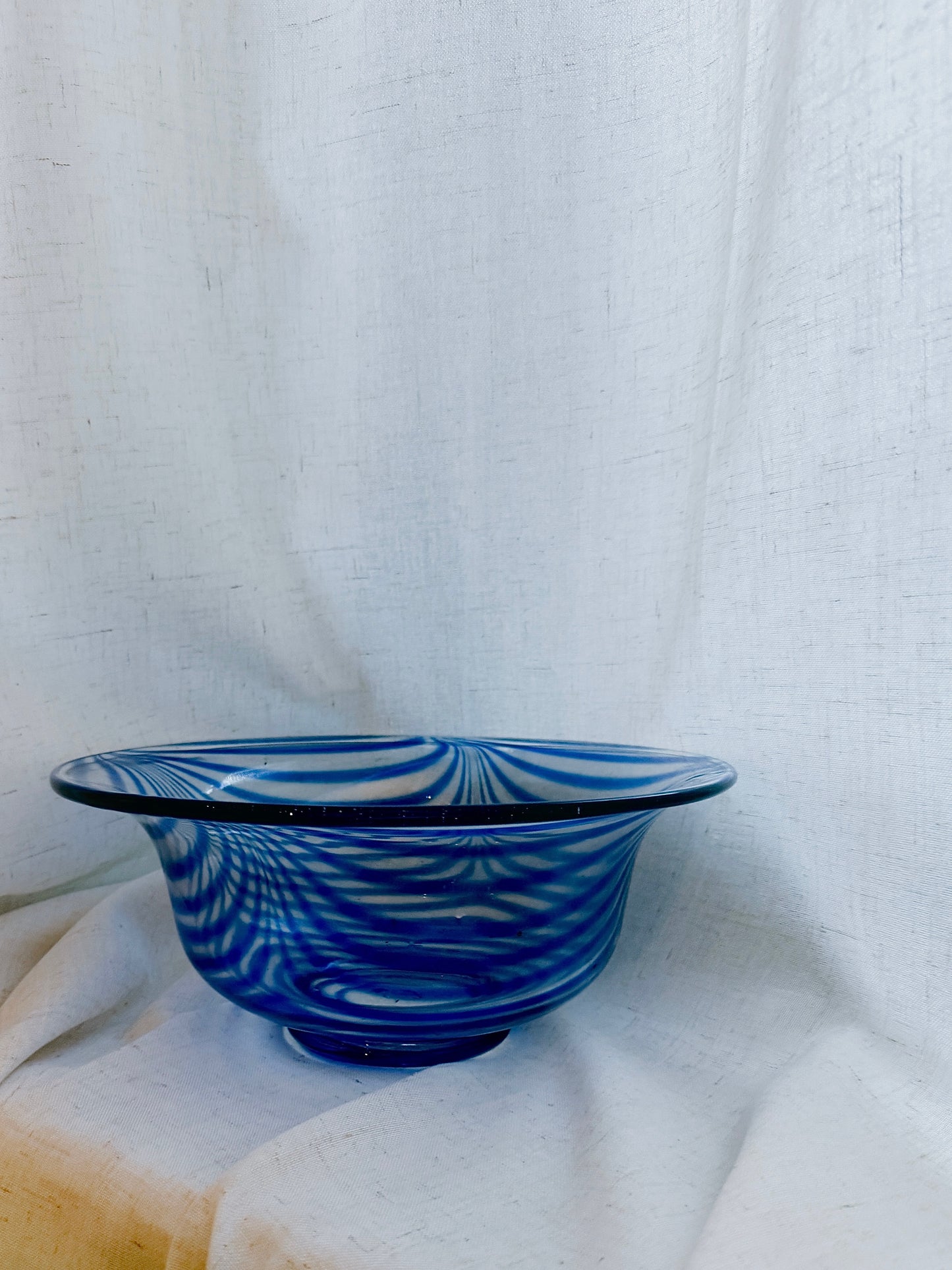 vintage hand-blown cobalt glass bowl