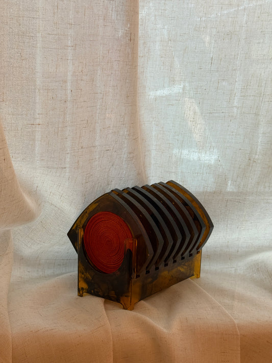 vintage tortoiseshell lucite coasters, set of six