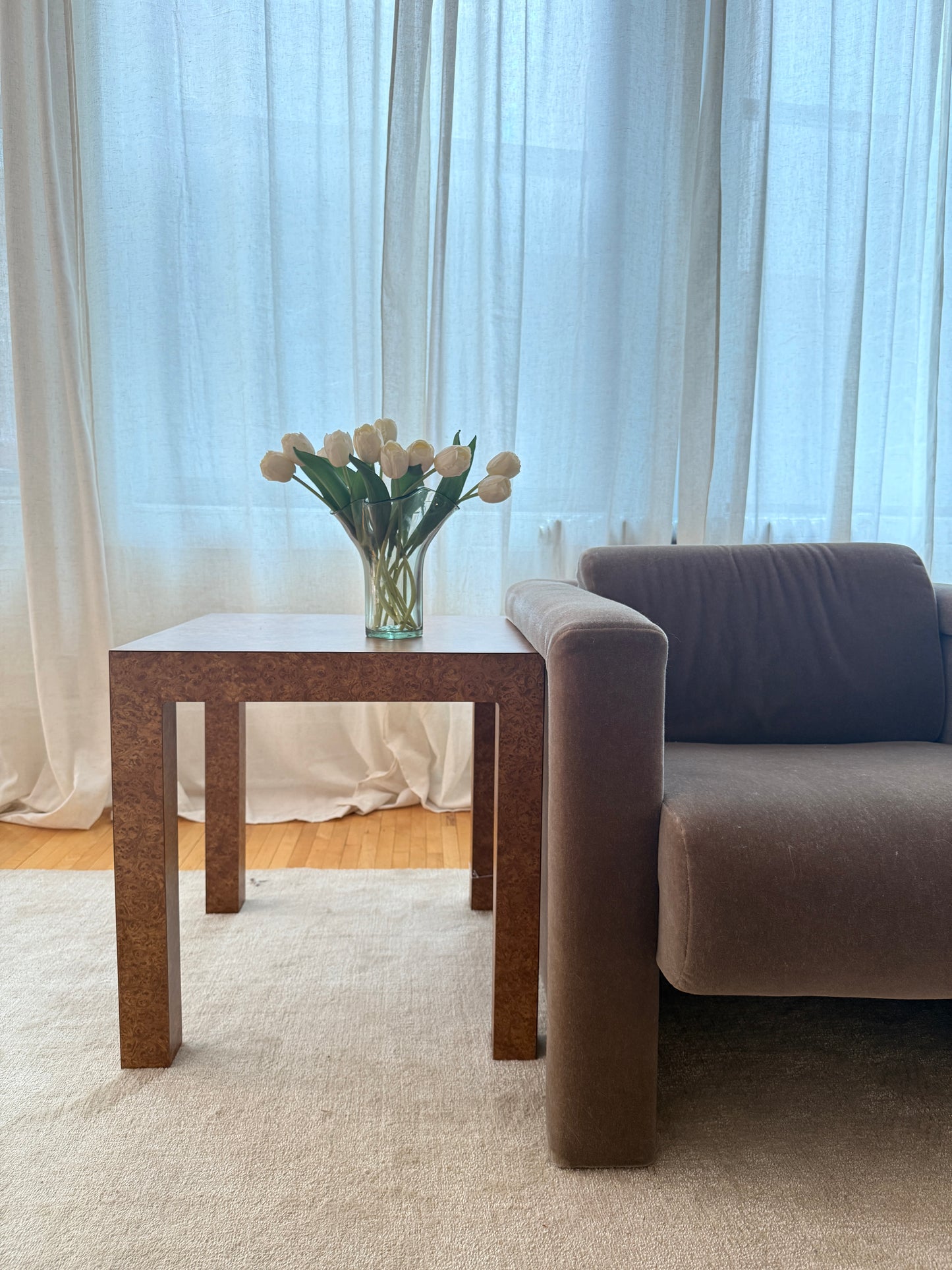 parsons burlwood side table