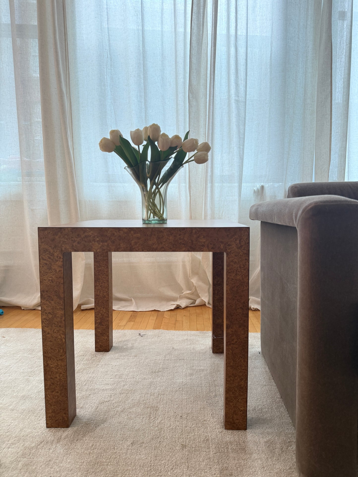 parsons burlwood side table
