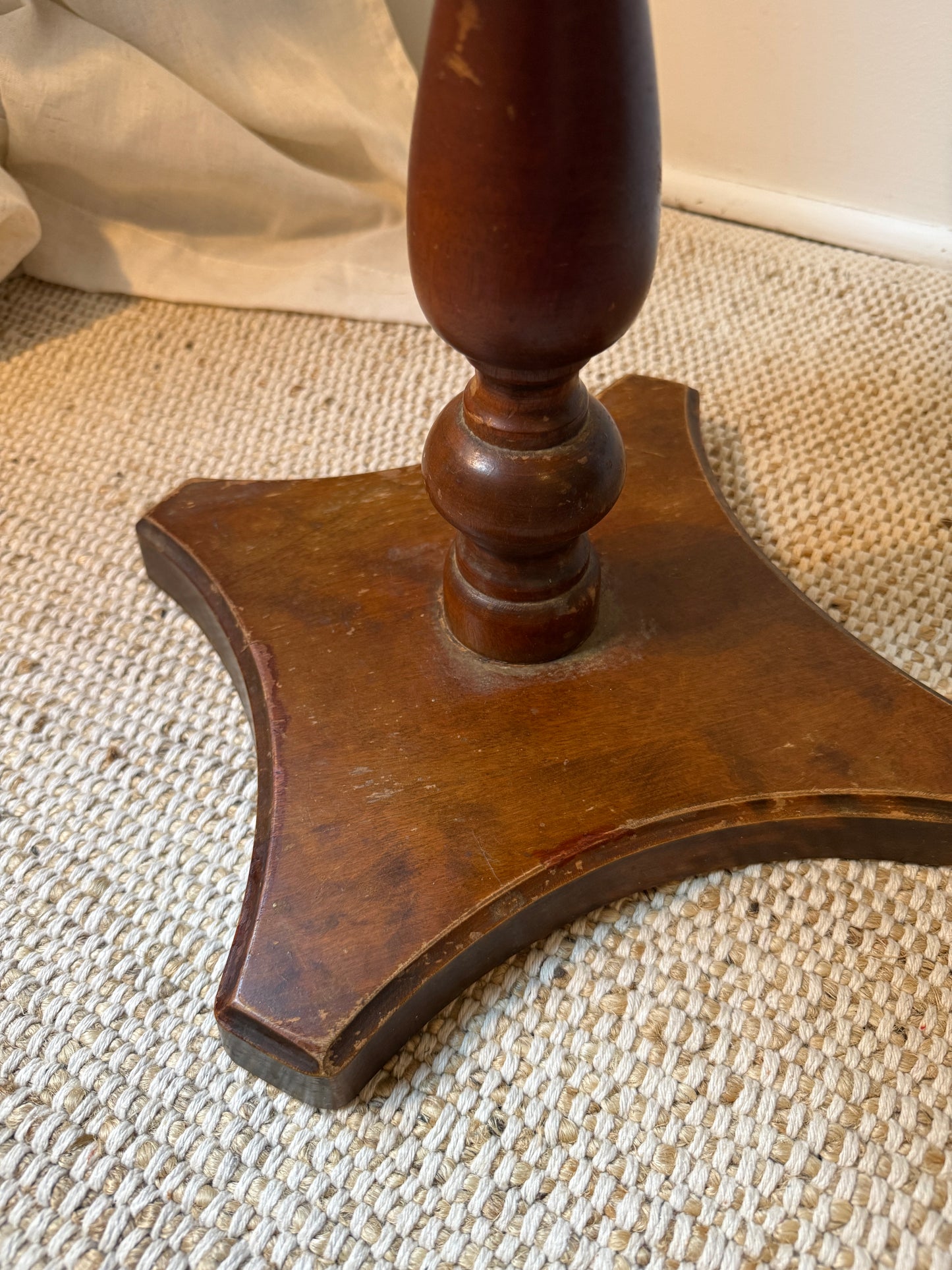 petite mid-century pedestal table with hexagonal stone to