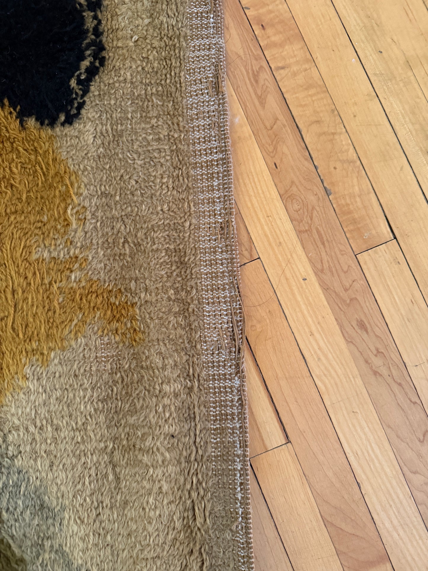 mid-century abstract wool rya rug