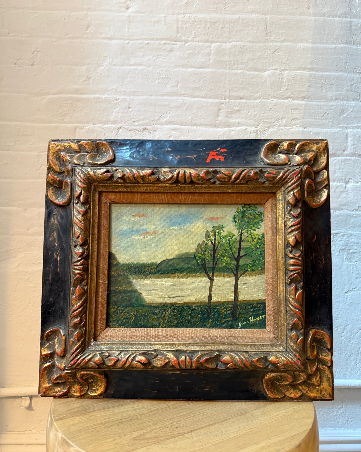 vintage framed landscape painti