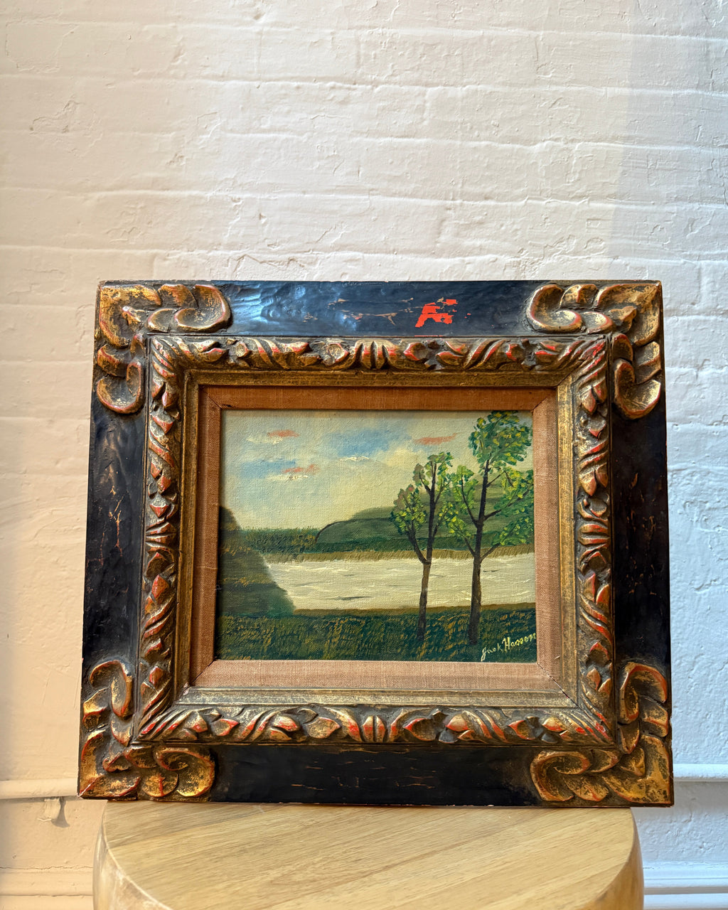 vintage framed landscape painti