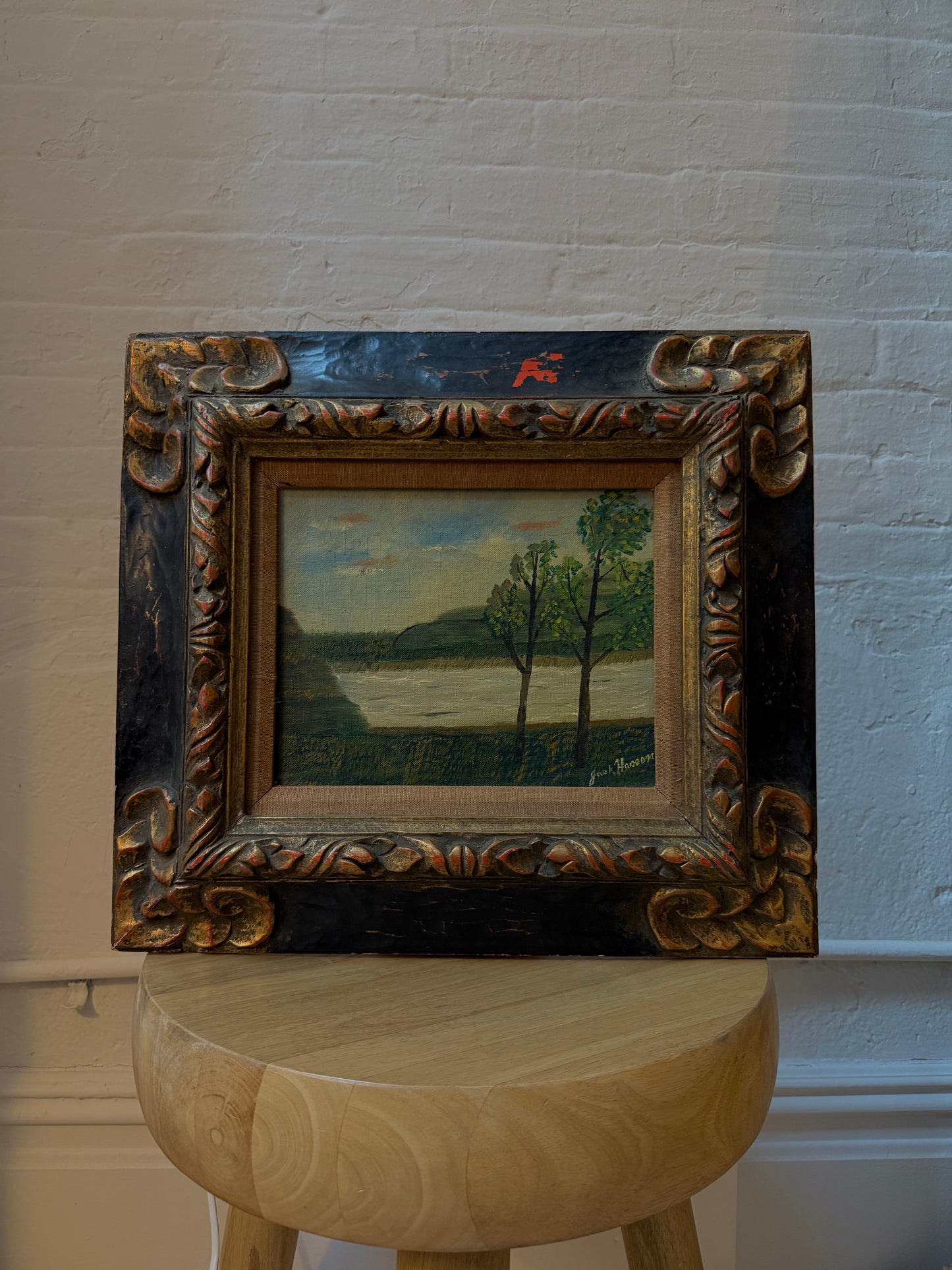vintage framed landscape painti
