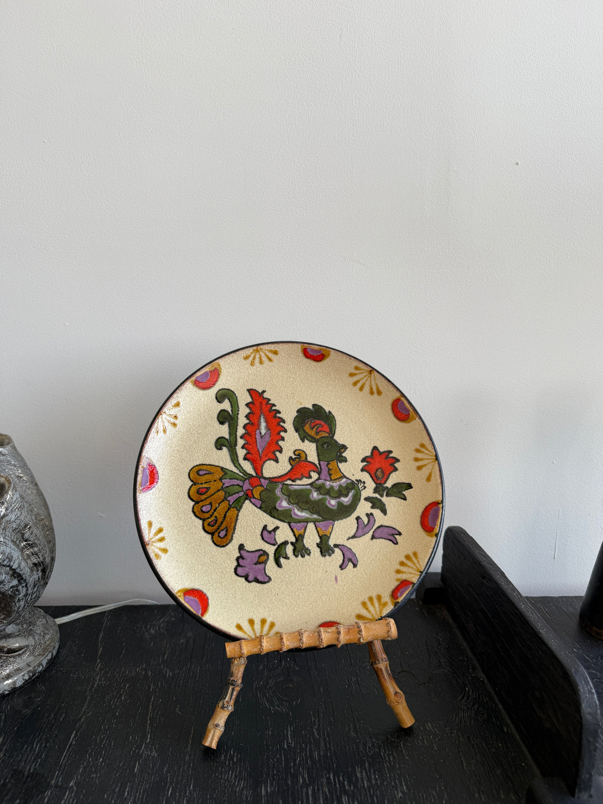vintage hand-painted bird wall plate