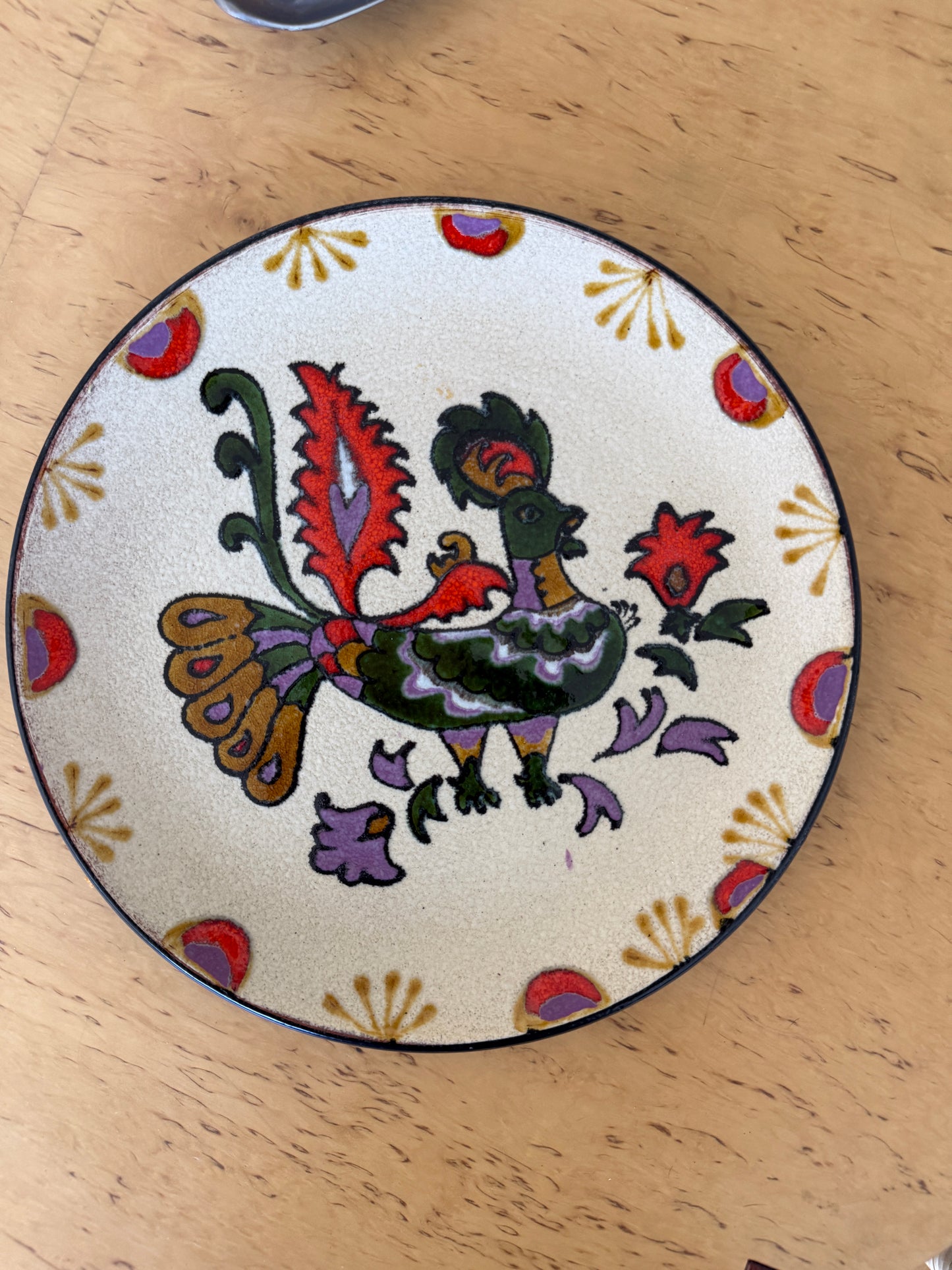vintage hand-painted bird wall plate