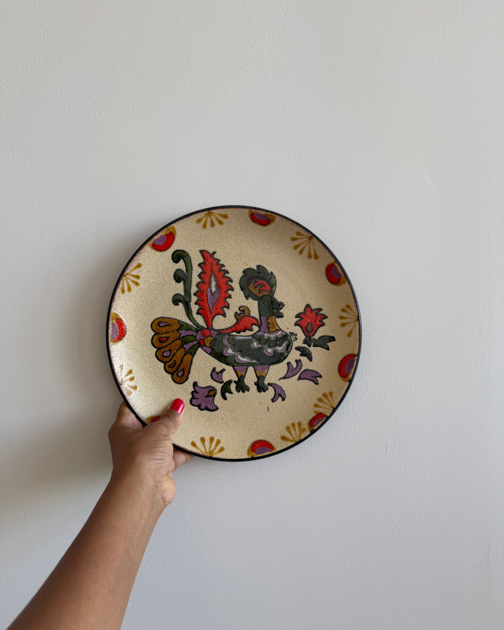 vintage hand-painted bird wall plate