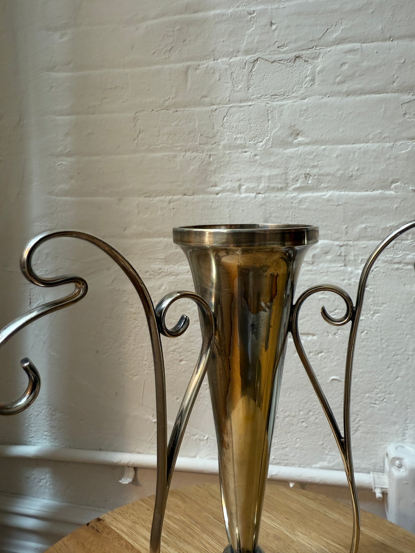 silver plated sculptural vase
