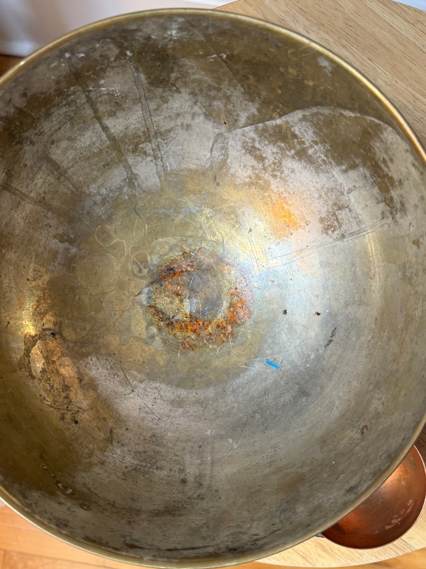 vintage arts & crafts copper bowls with cabochon details (set of three)