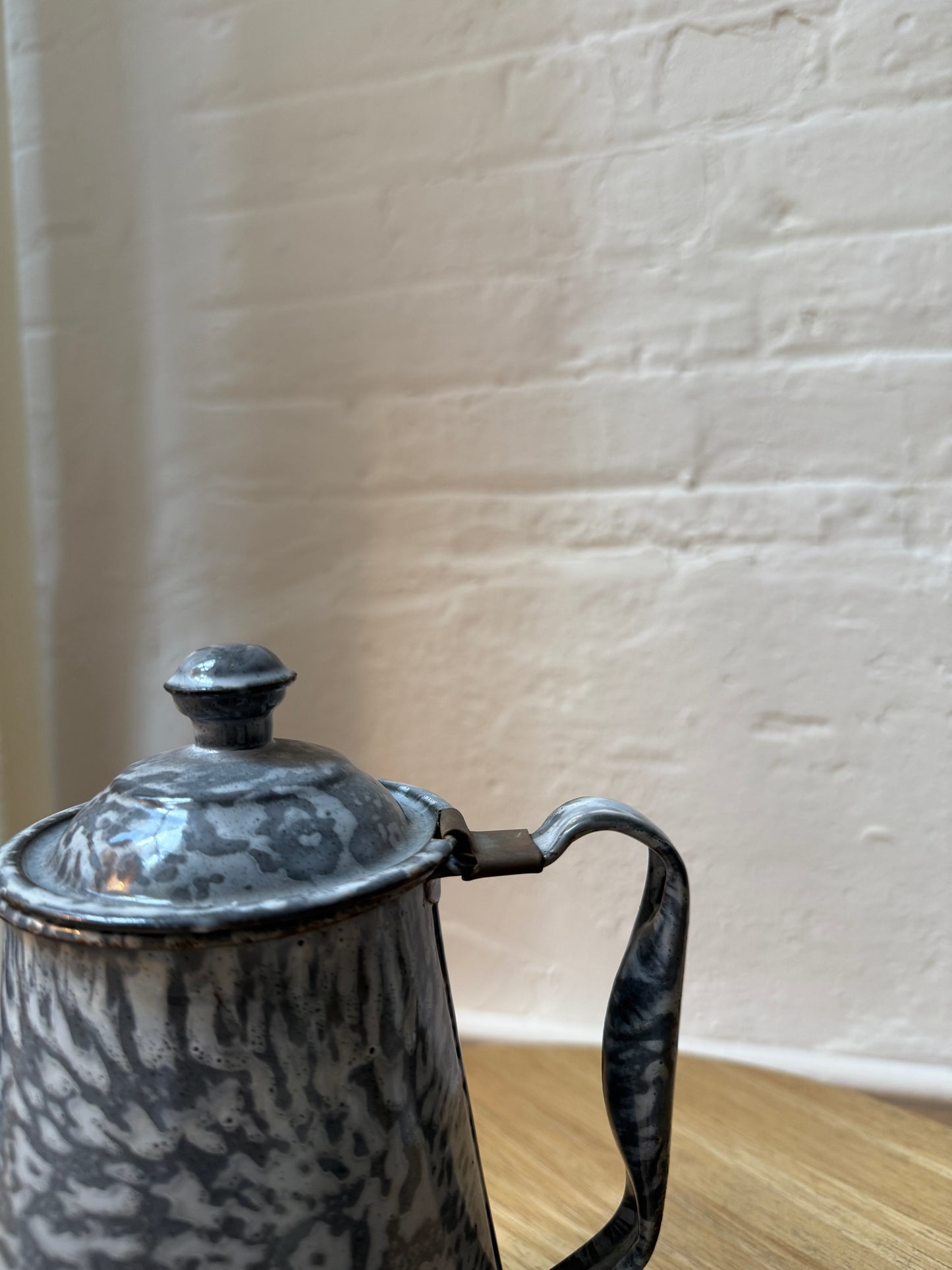 vintage graniteware coffee pot + creamer set