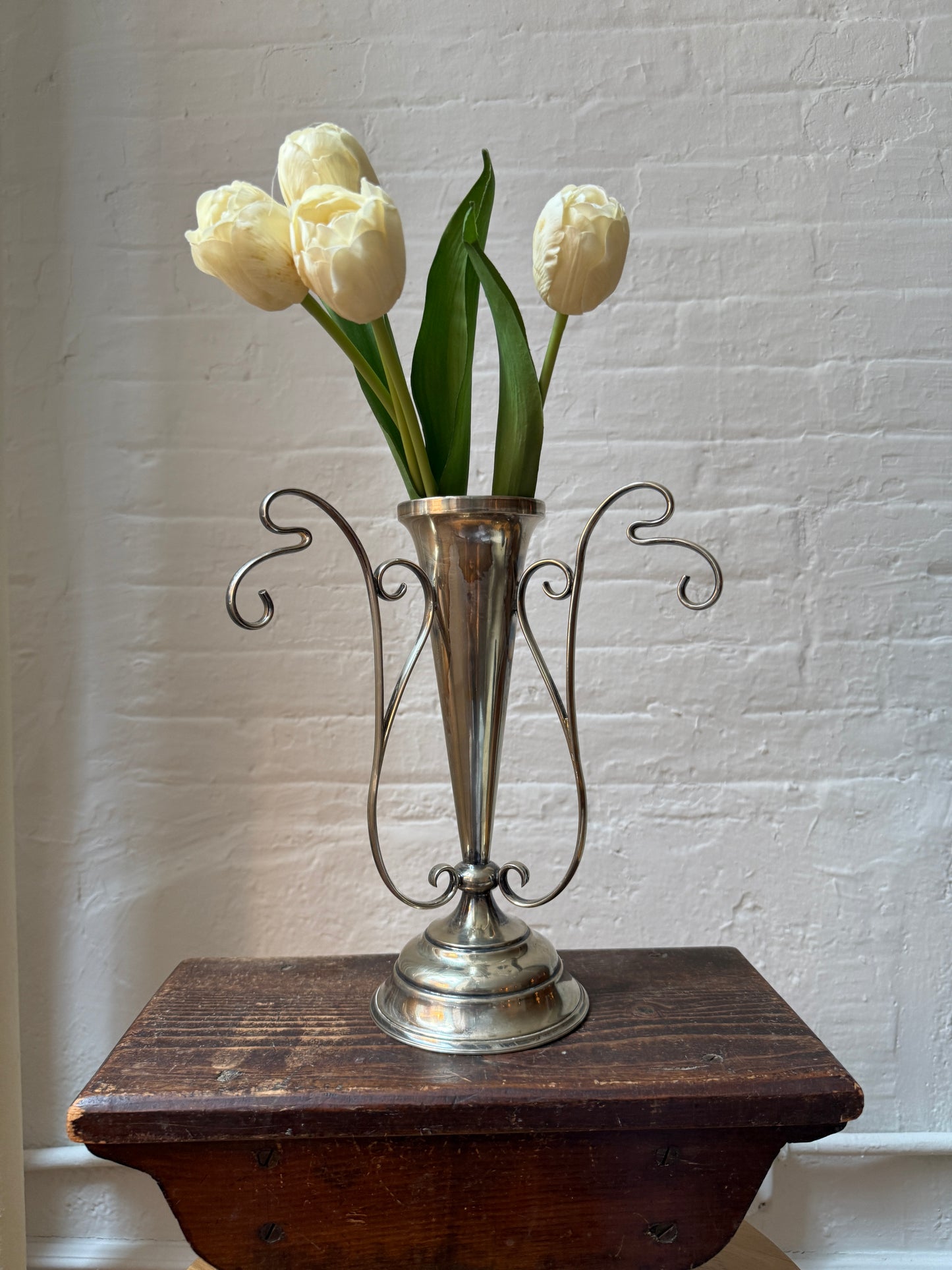 silver plated sculptural vase