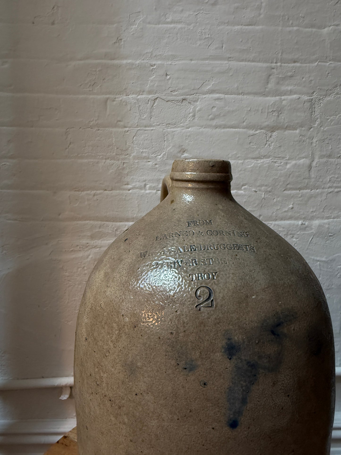 19th century stamped stoneware pharmacy jug