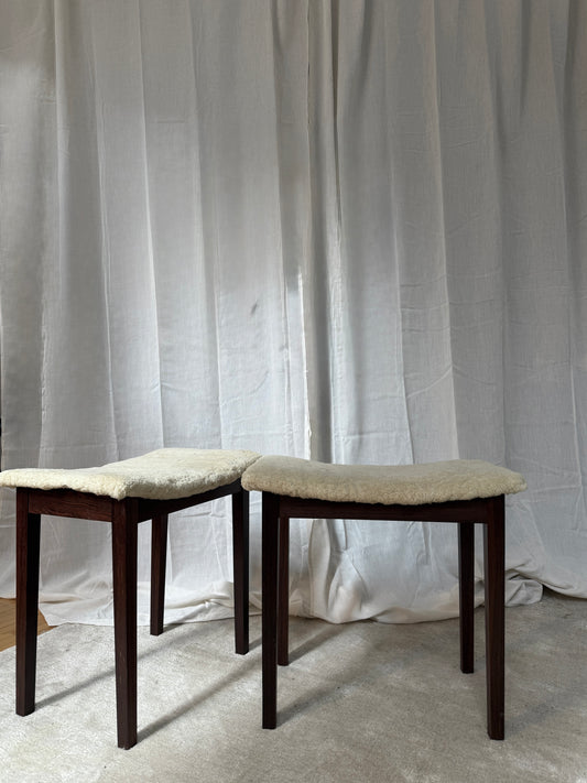 pair of vintage danish lambswool stools