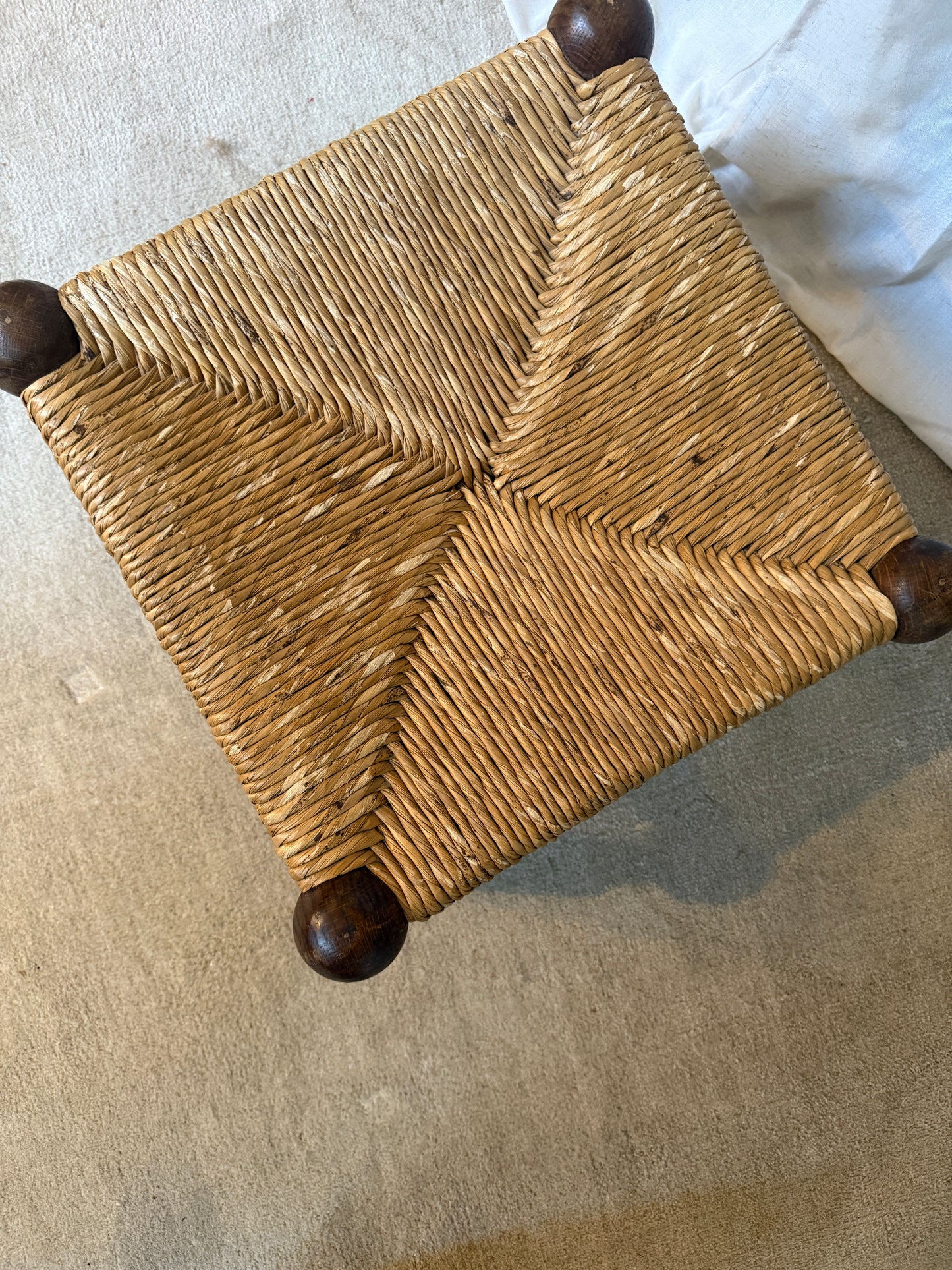 1940s oak & rush stool