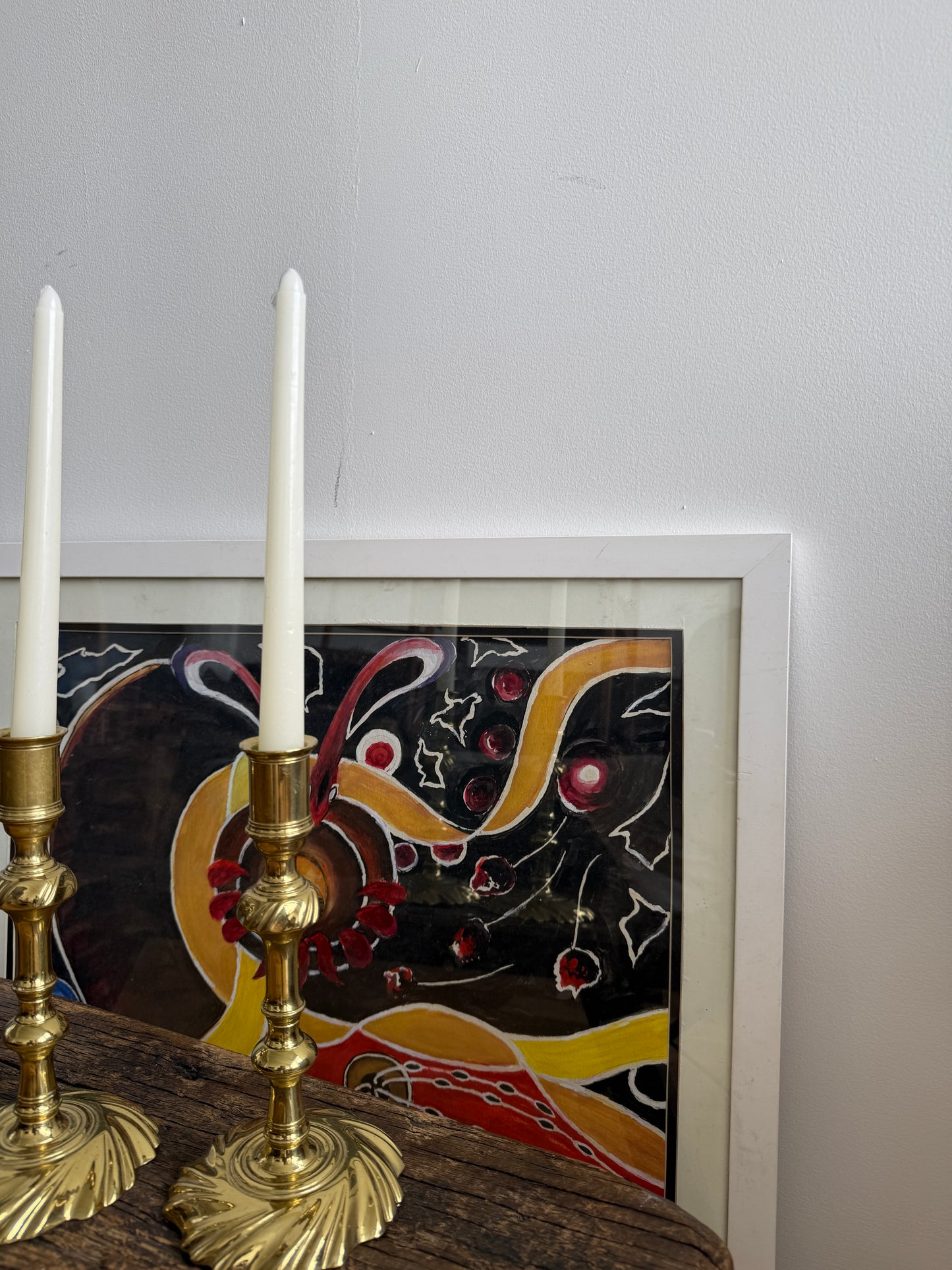 vintage twin snakes painting