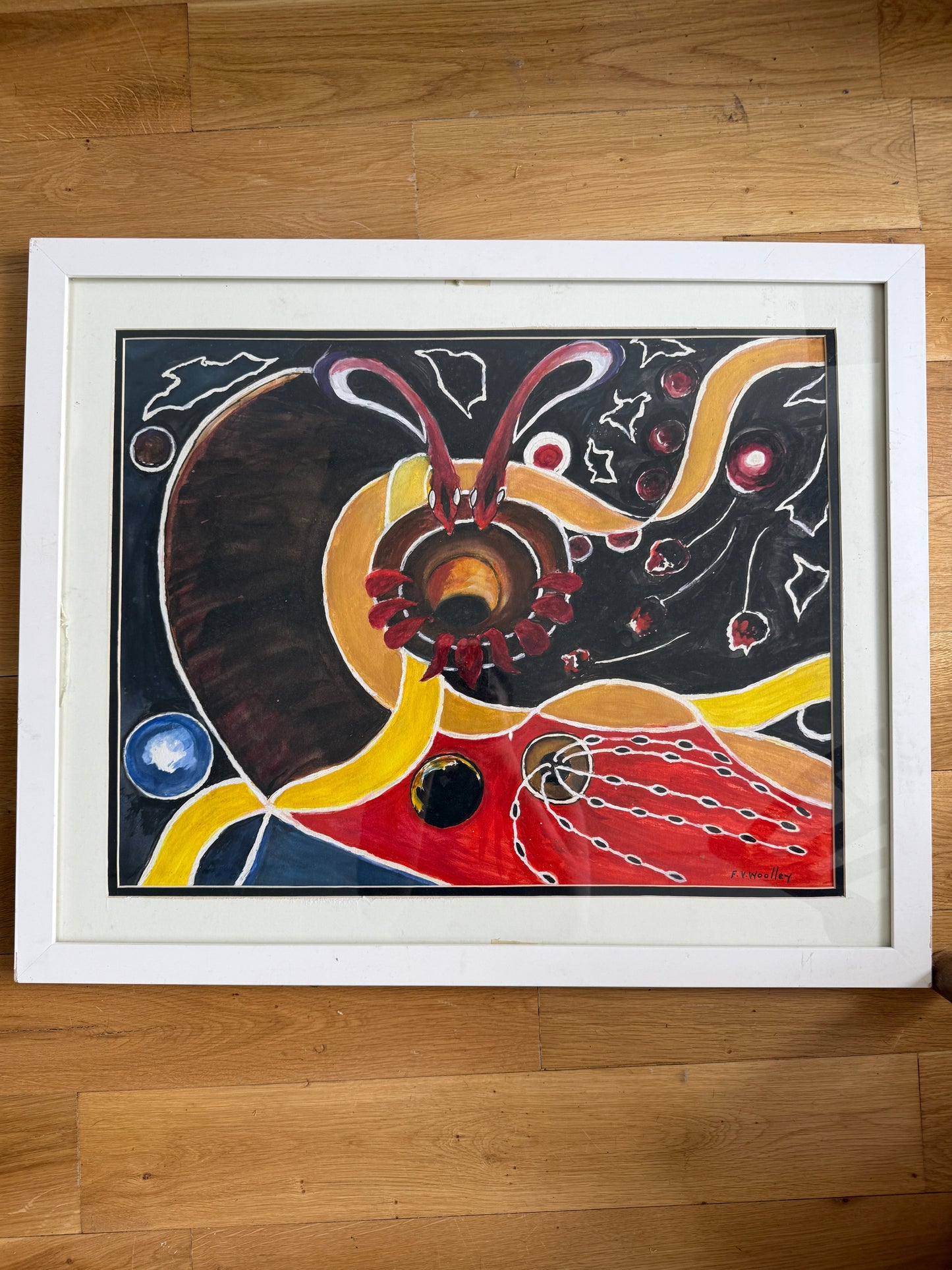 vintage twin snakes painting