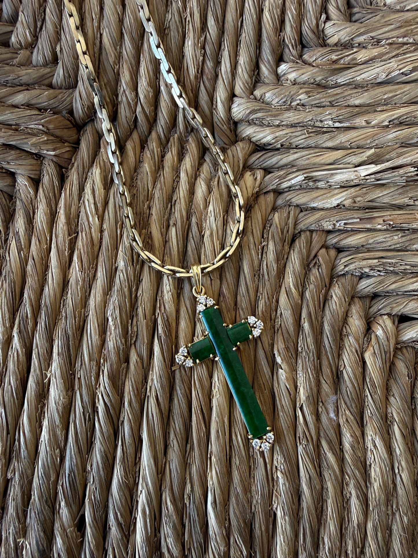jadeite cross pendant in 18k gold