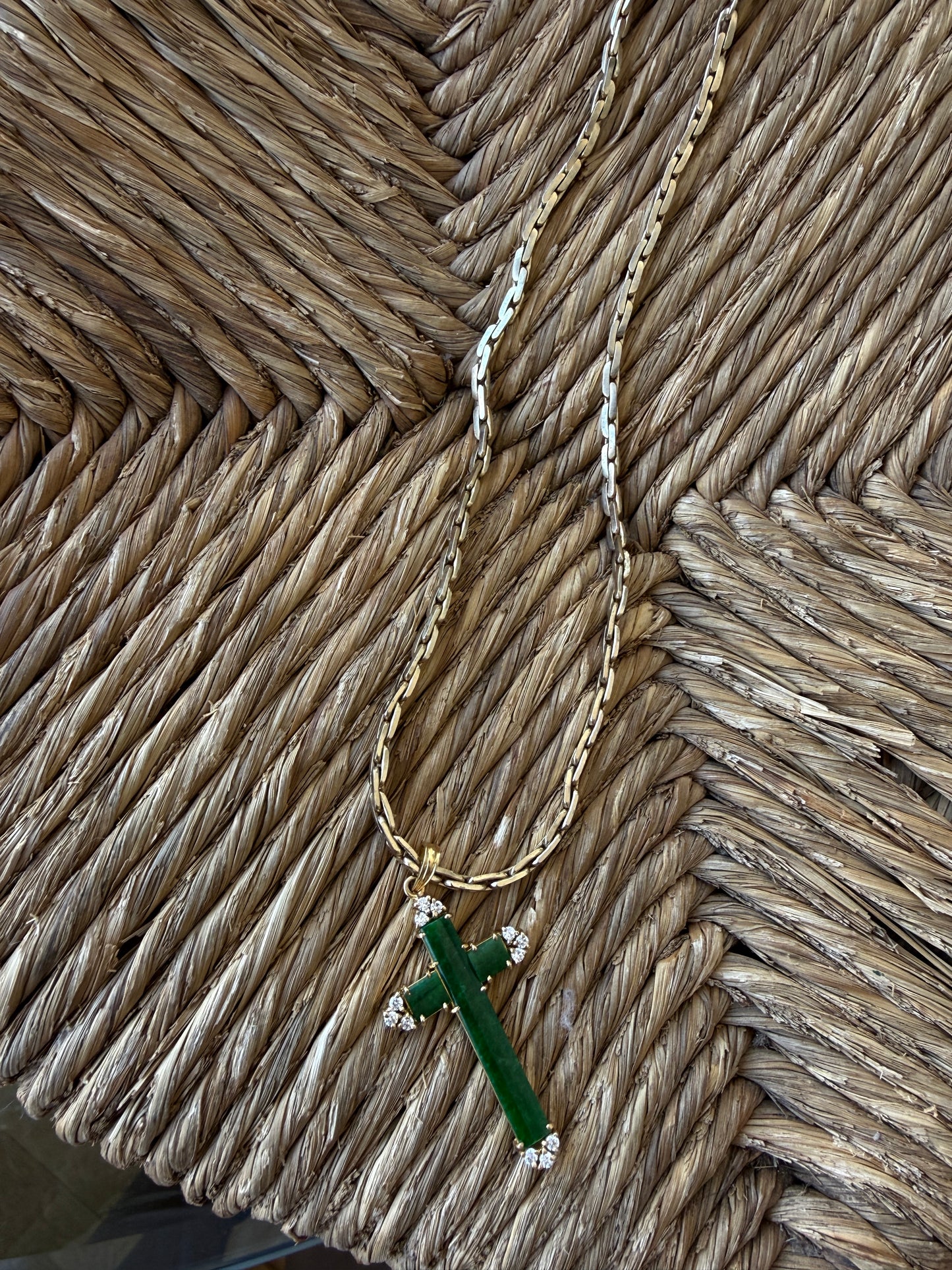jadeite cross pendant in 18k gold