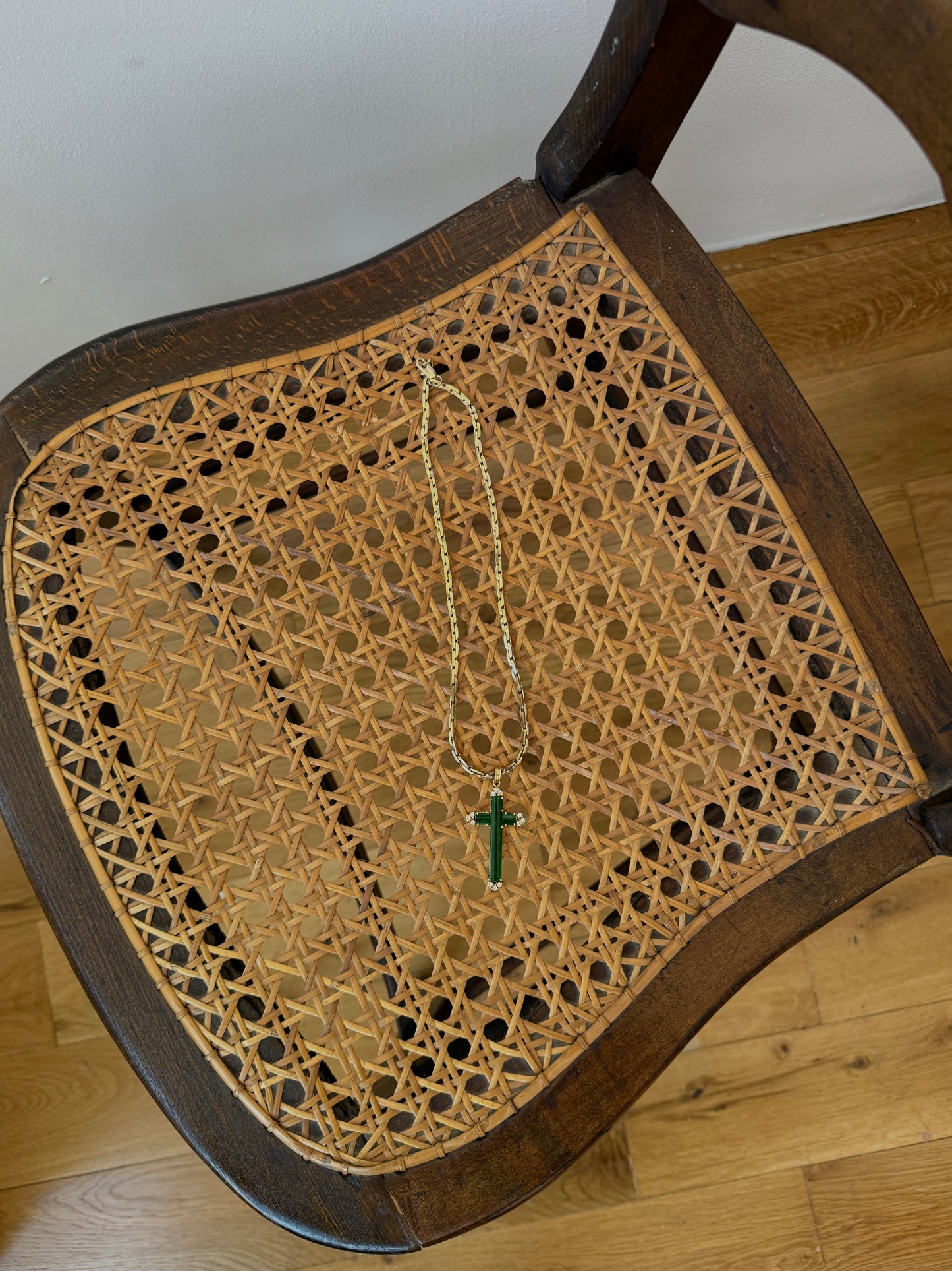 jadeite cross pendant in 18k gold