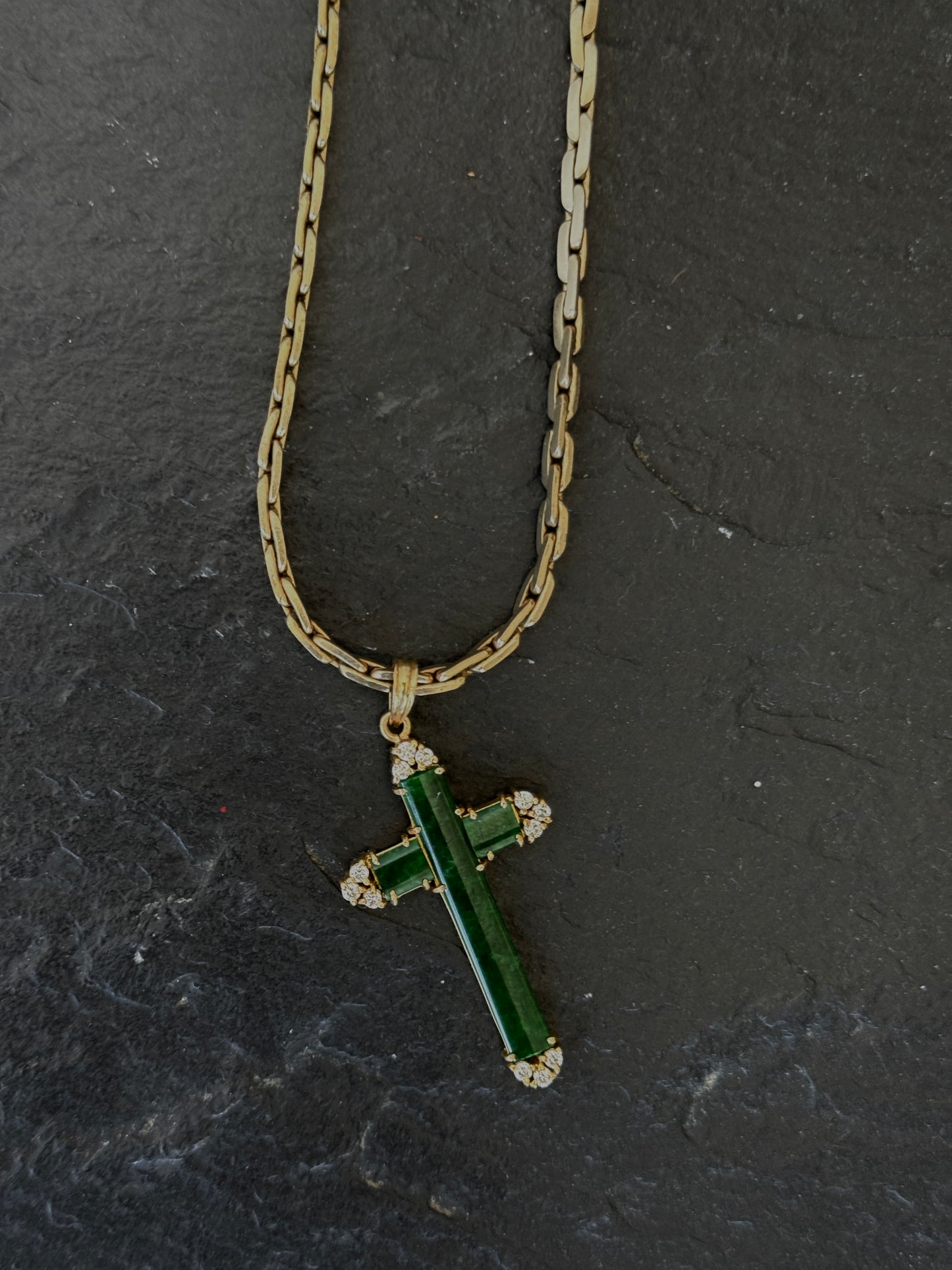 jadeite cross pendant in 18k gold