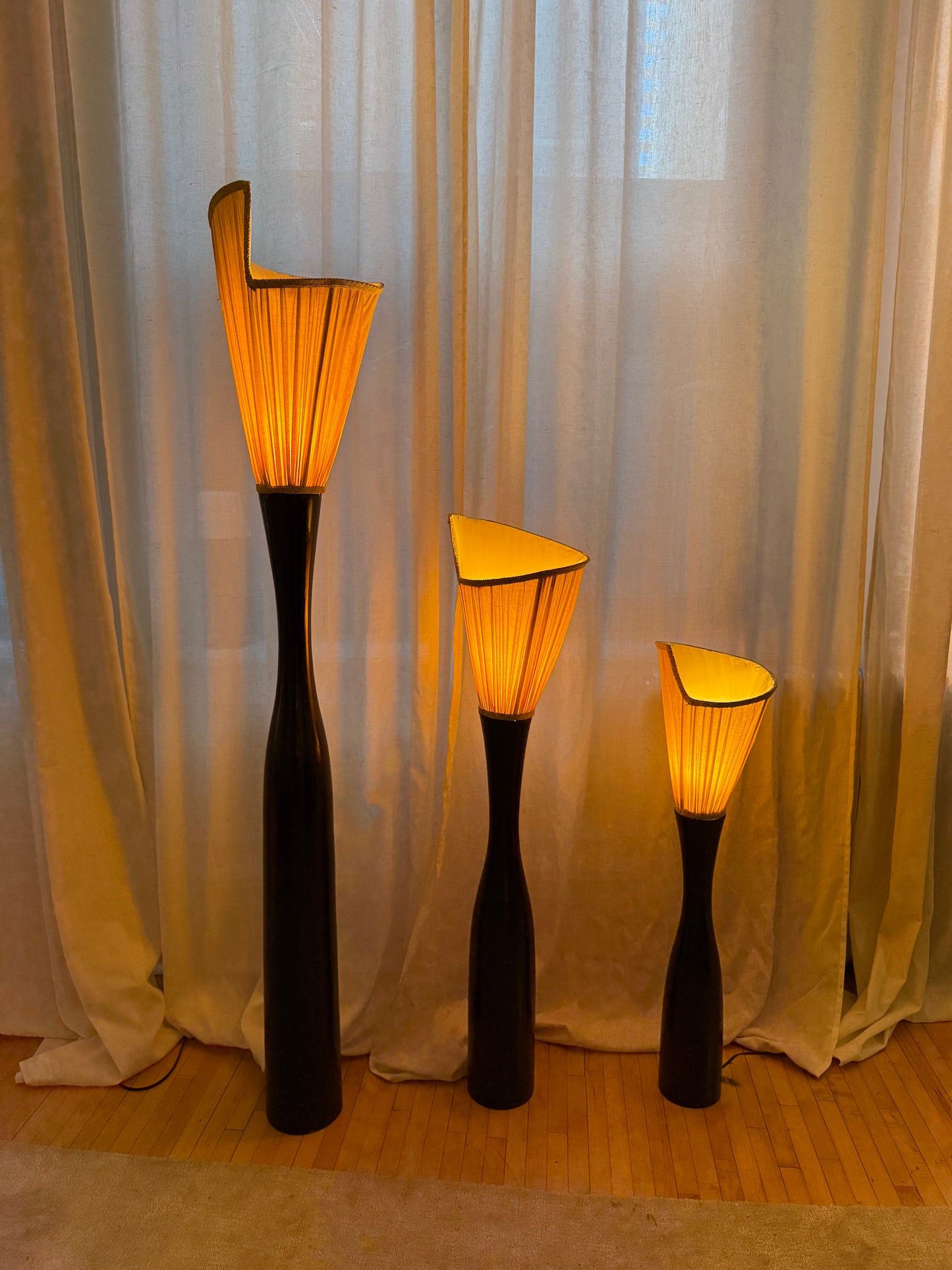 set of 3 sculptural table lamps, 1970s