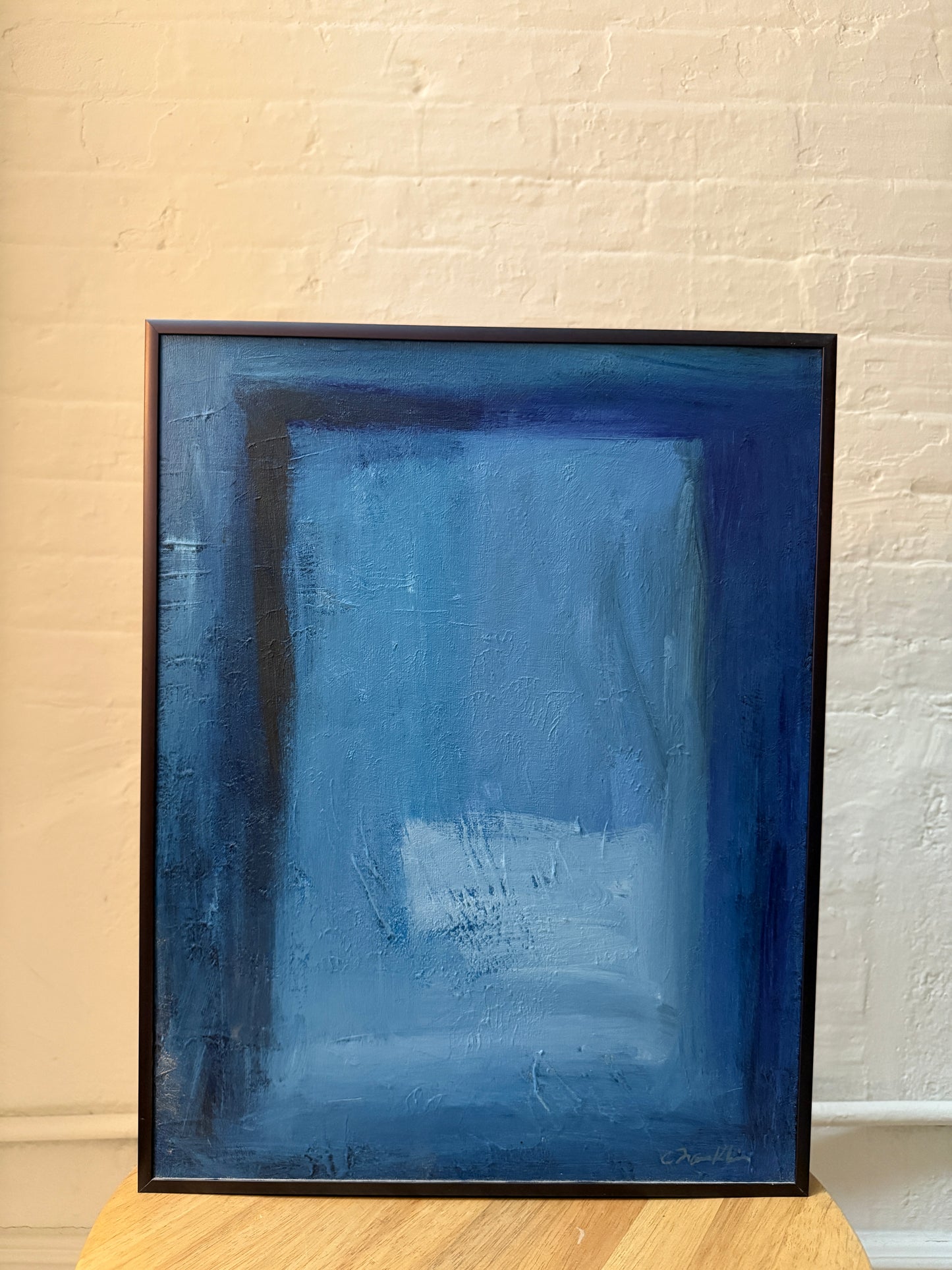 modern abstract painting in blue