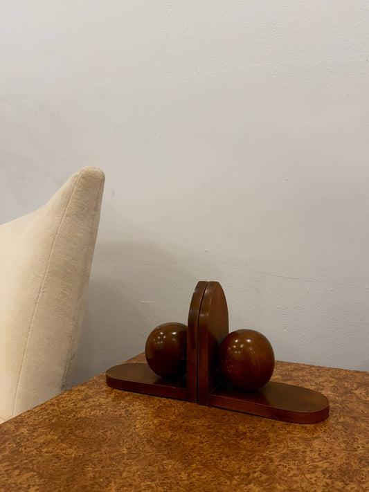 pair of dutch art deco oak bookends