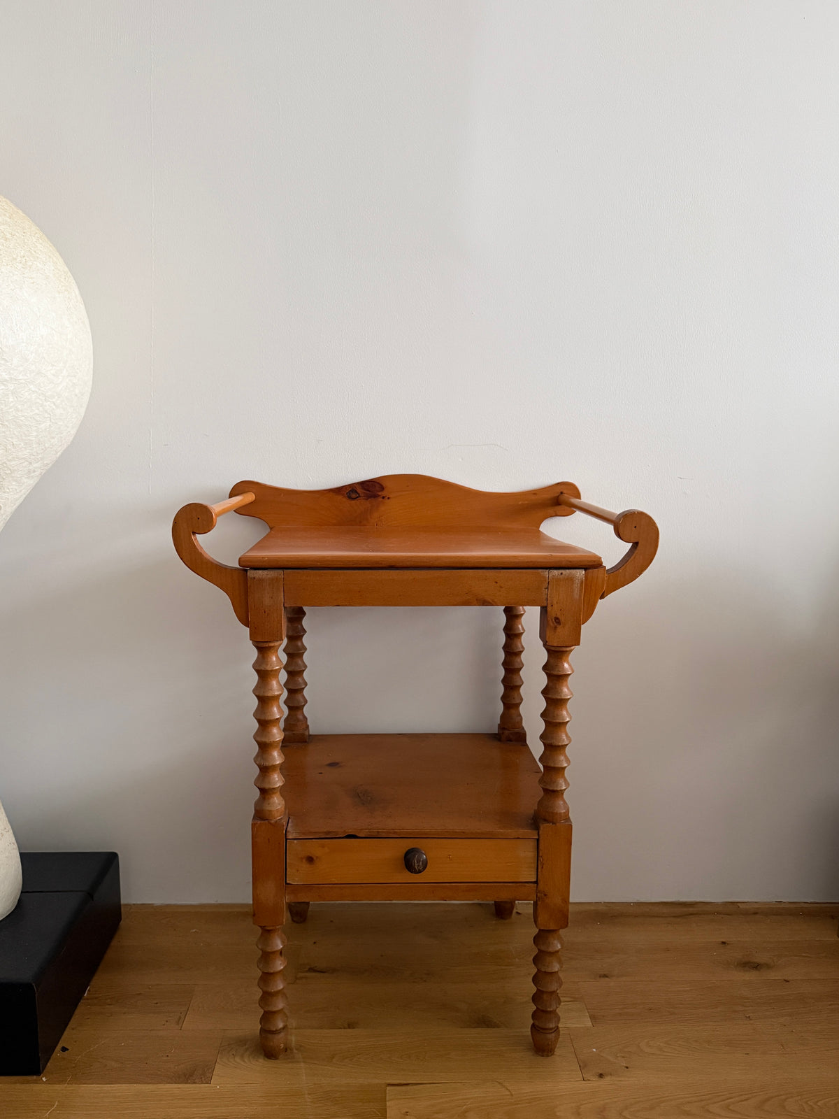antique pine washstand with spool-turned legs