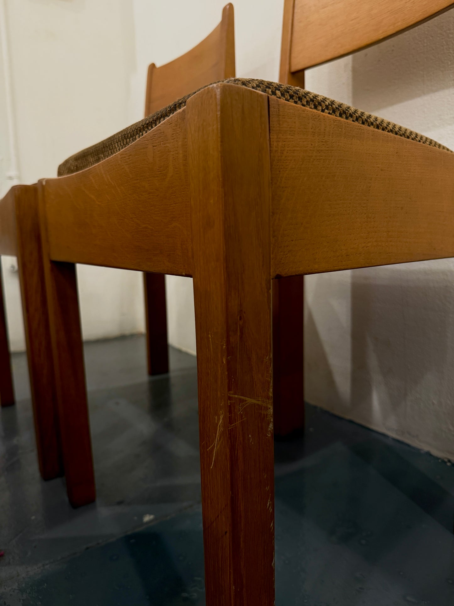 set of 4 dutch art deco oak dining chairs