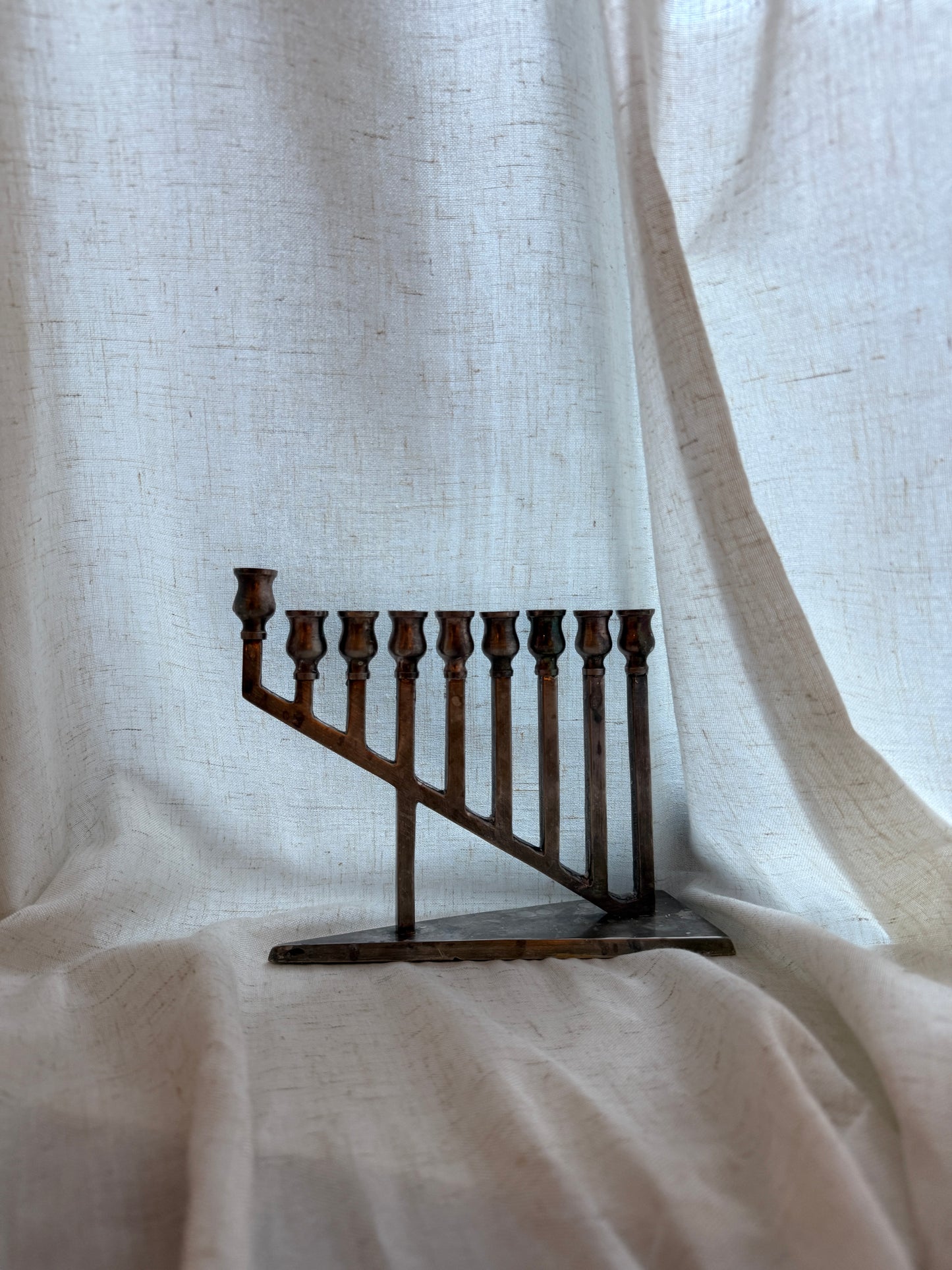 modern brushed aluminum menorah