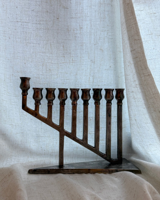 modern brushed aluminum menorah