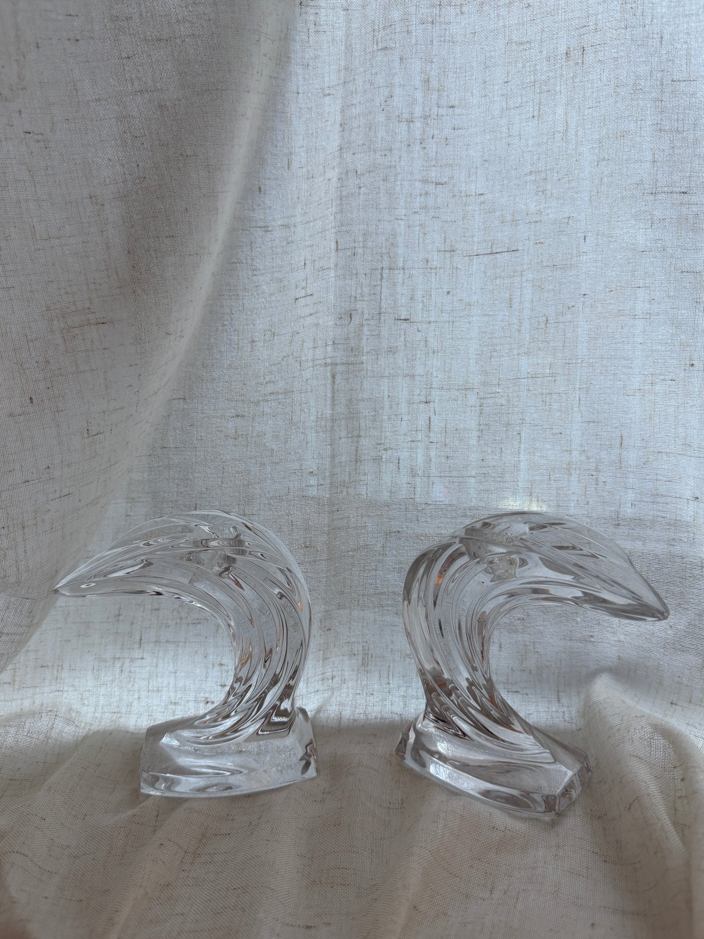 clear sculptural glass candle holders – pair