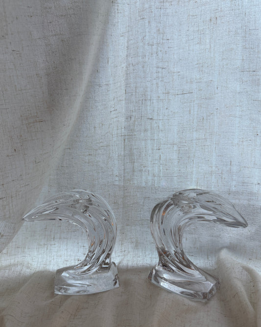clear sculptural glass candle holders – pair