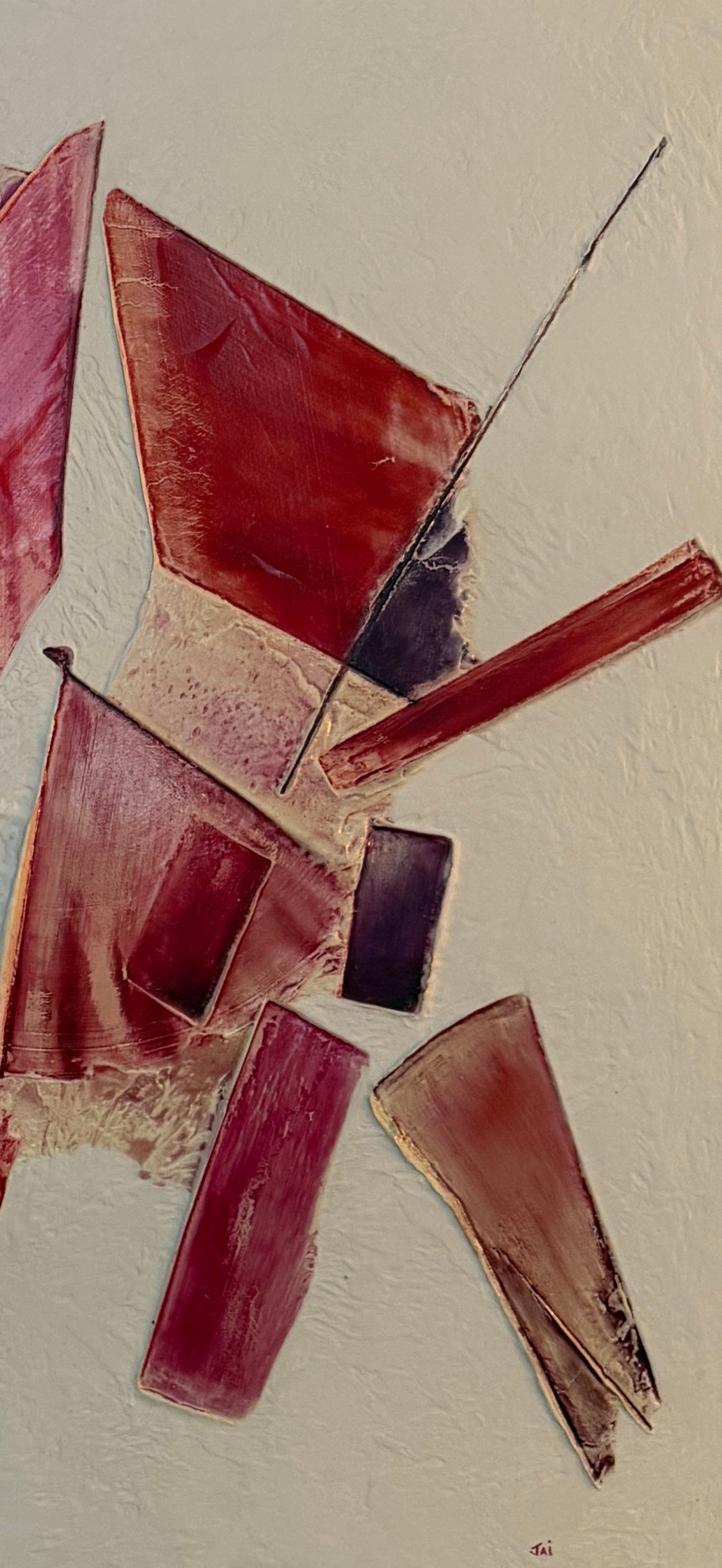 signed contemporary abstract mixed media painting, circa 1980s