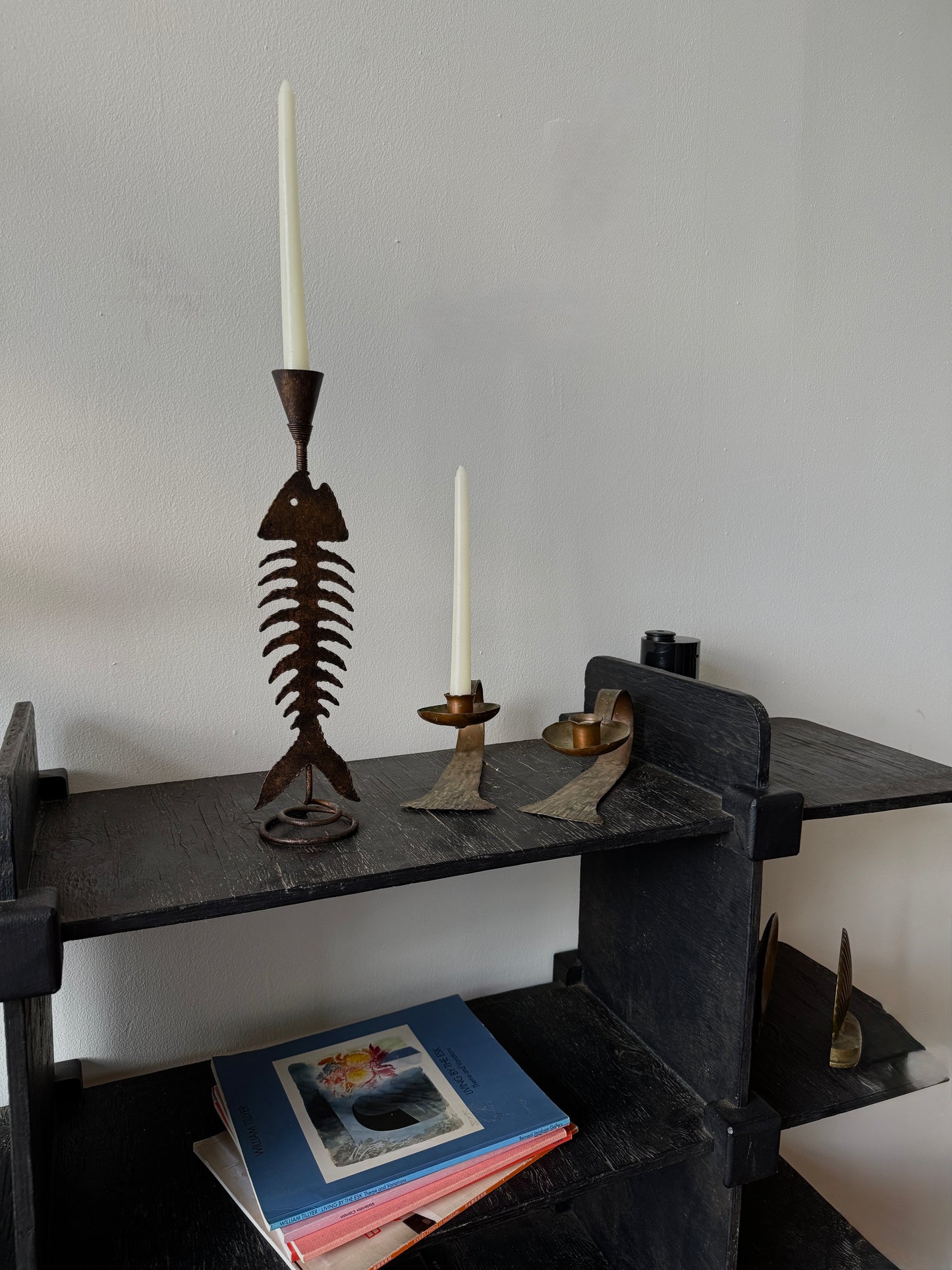 vintage iron fish skeleton candlestick