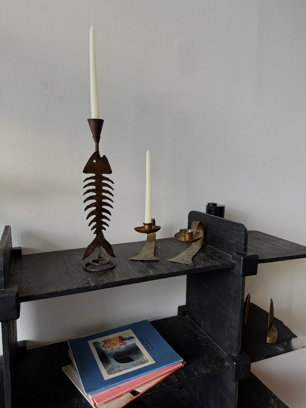 vintage iron fish skeleton candlestick