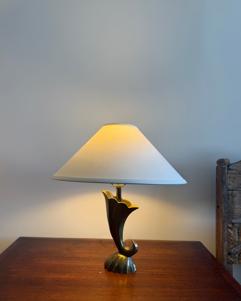sculptural brass table lamp, 1970s