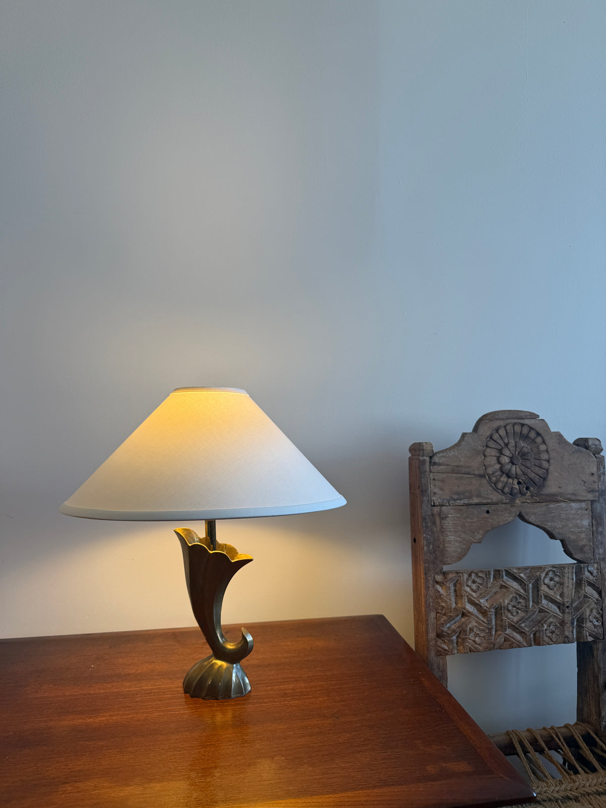 sculptural brass table lamp, 1970s
