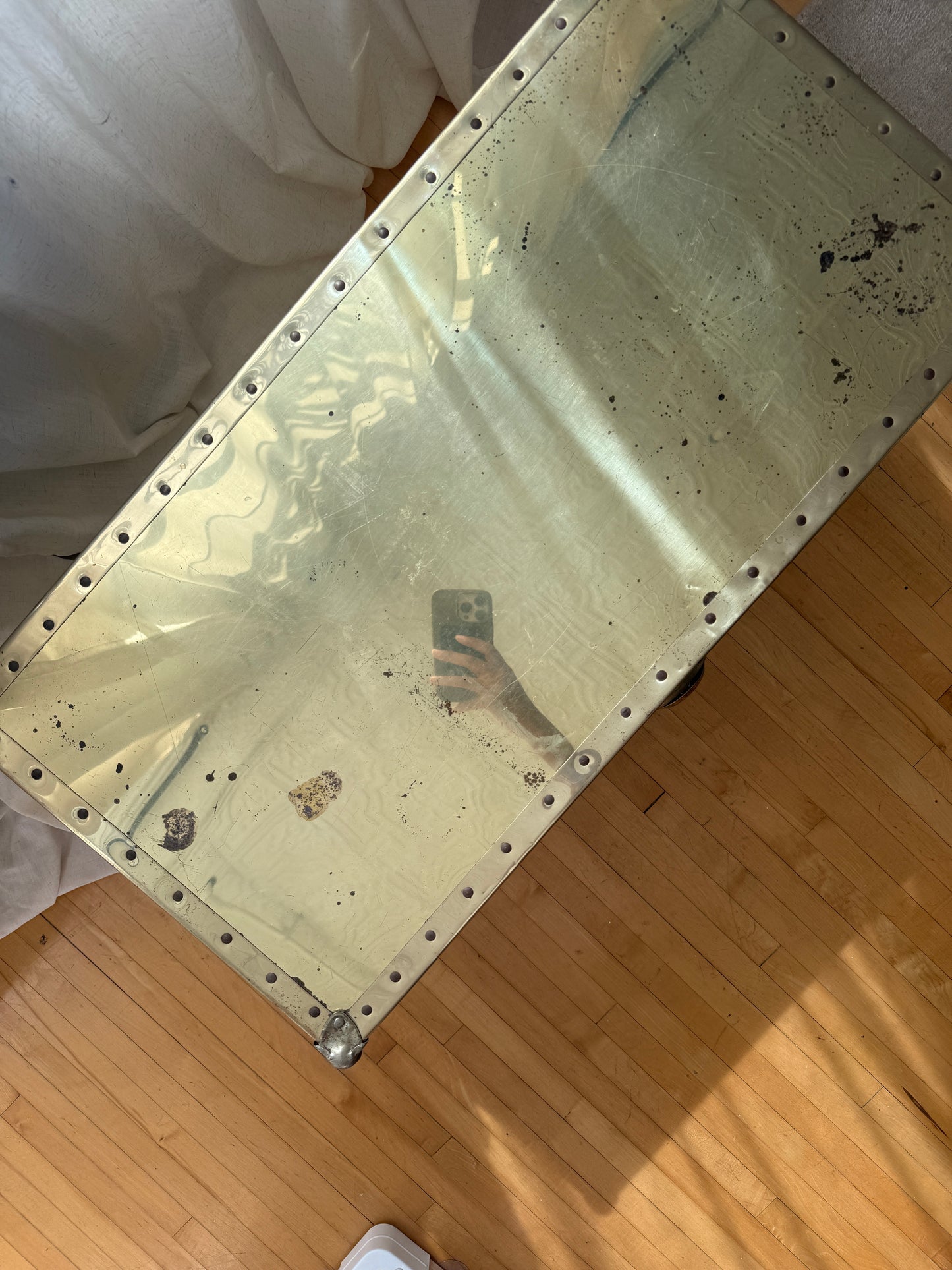 vintage brass trunk coffee table