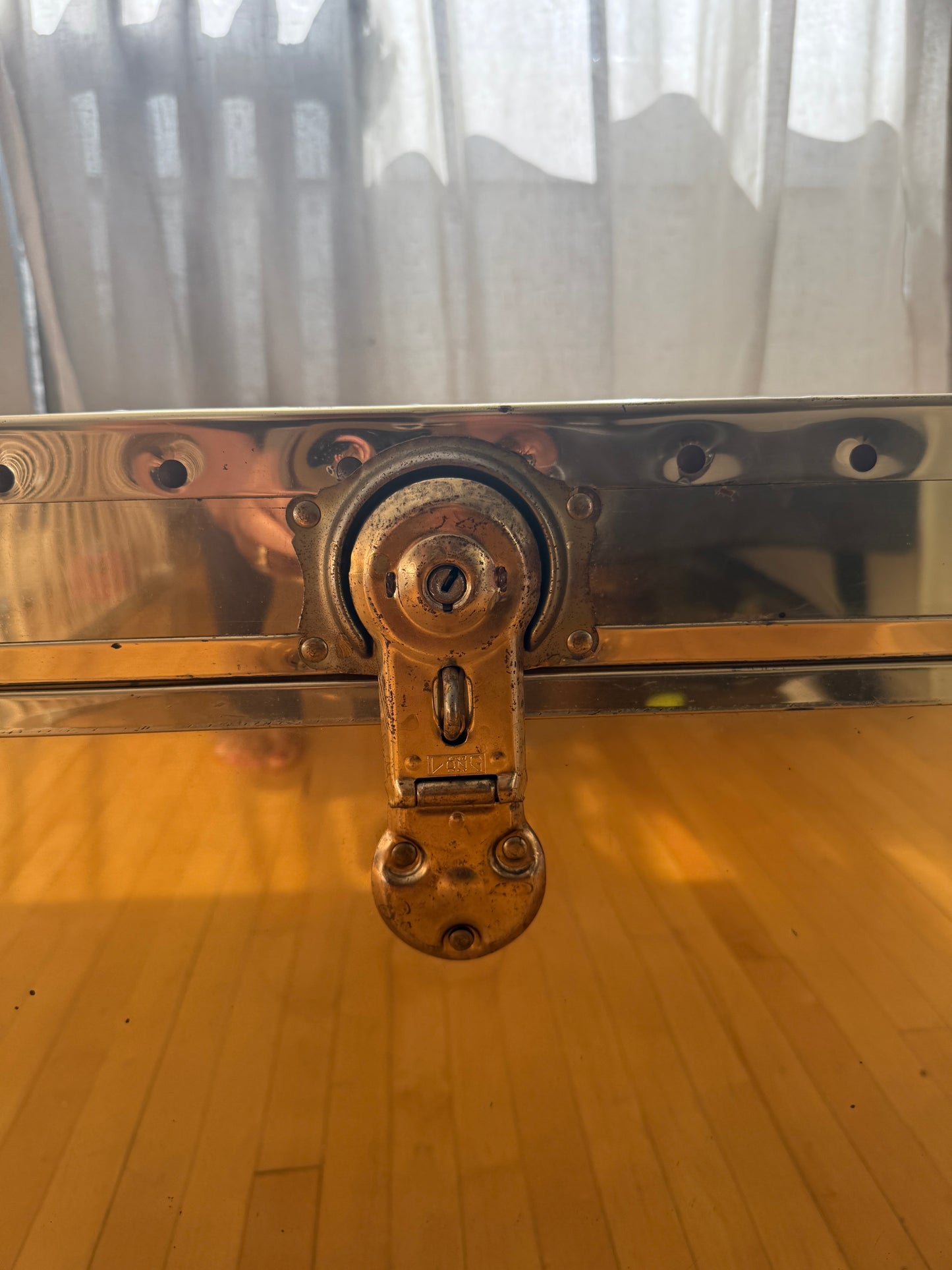 vintage brass trunk coffee table