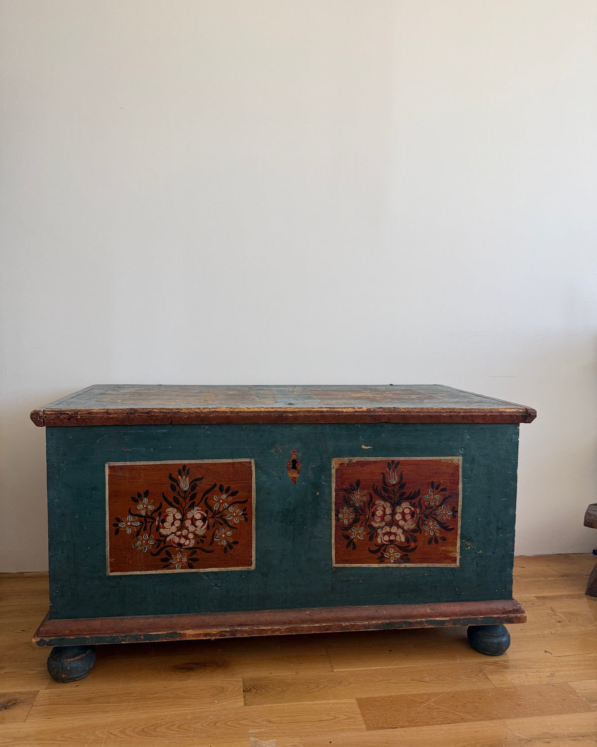 19th century hand-painted pine hope chest