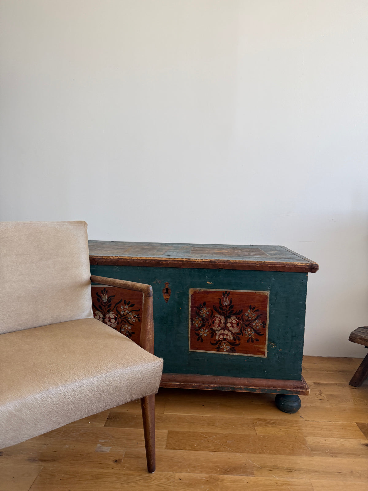 19th century hand-painted pine hope chest