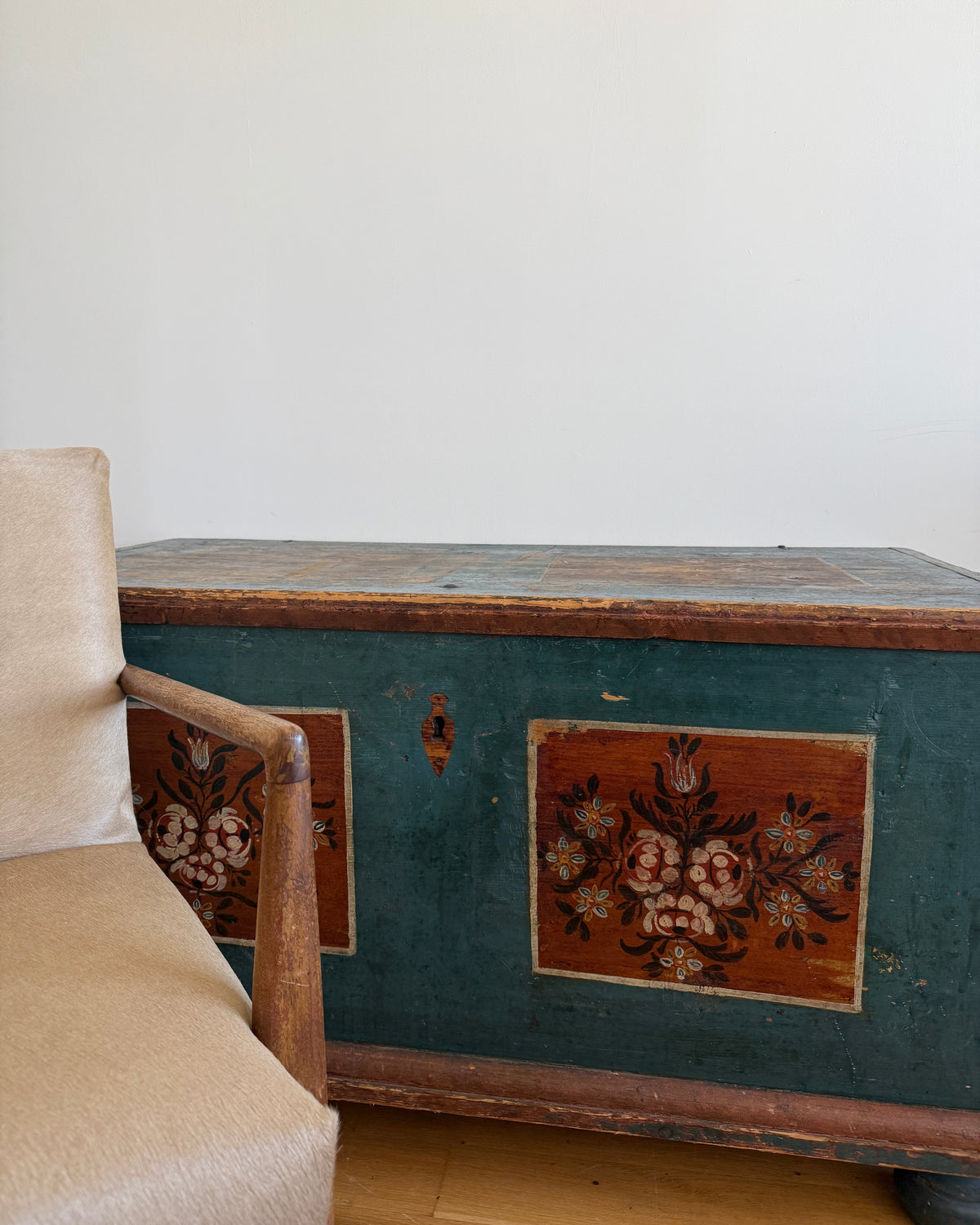 19th century hand-painted pine hope chest