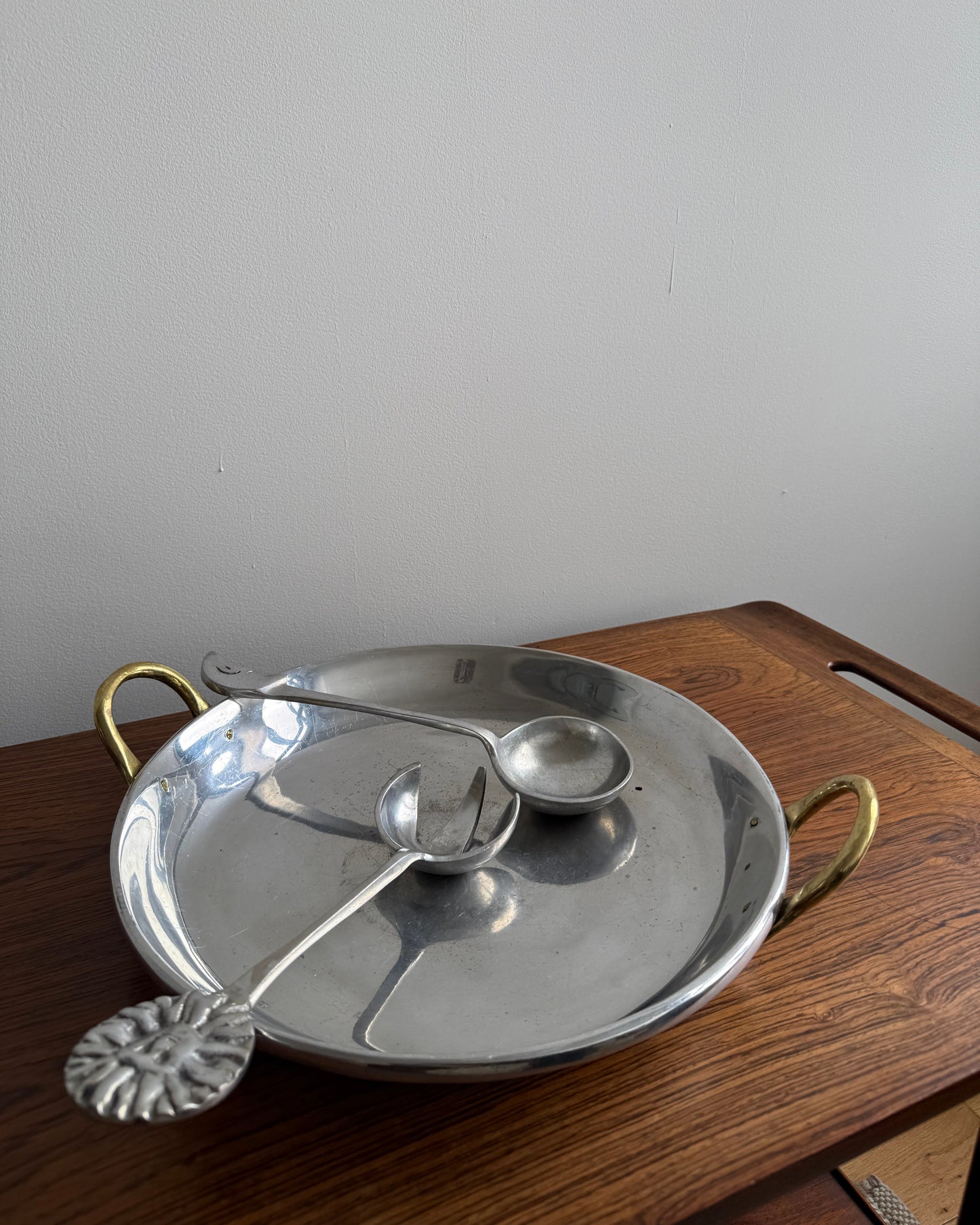 vintage brass handled serving tray