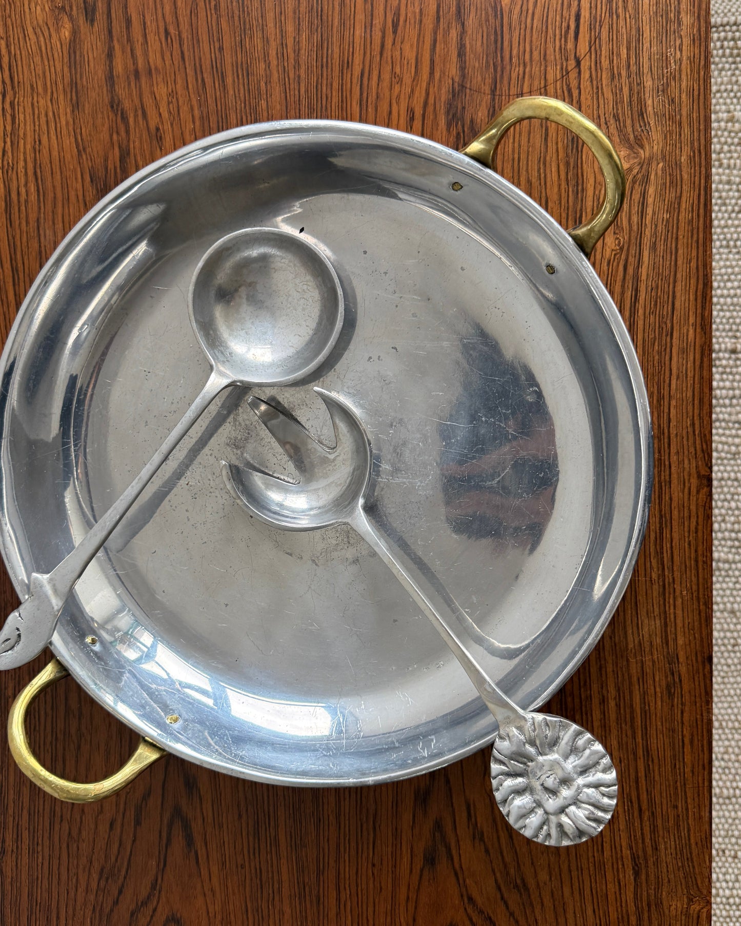 vintage brass handled serving tray