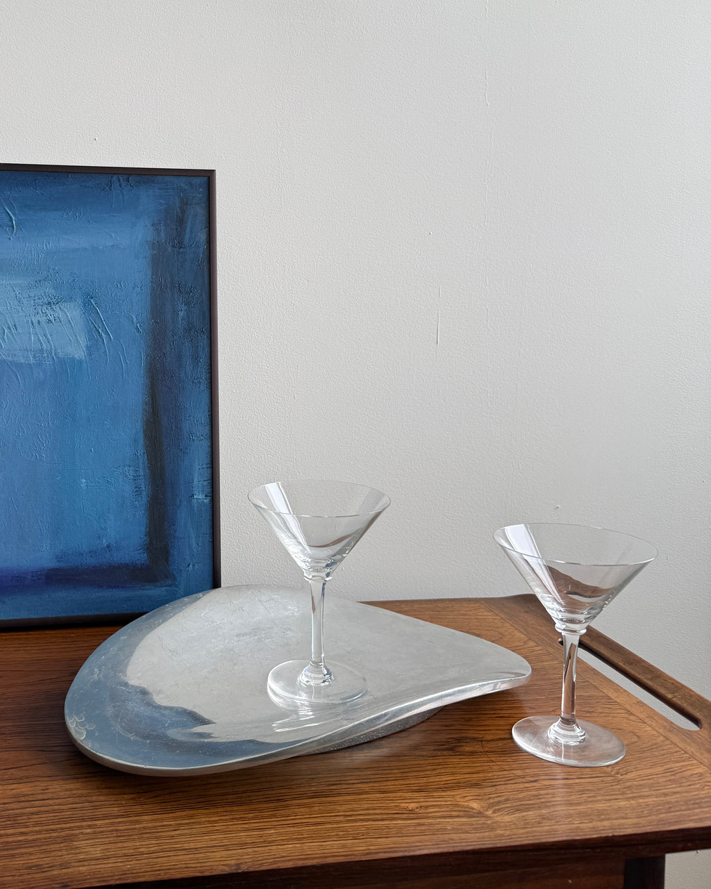 vintage sculptural silver tone tray